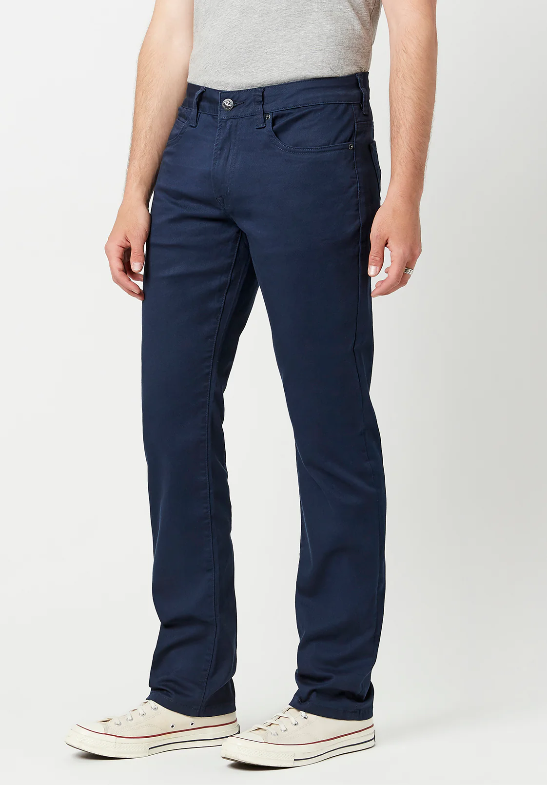 Six Men's Straight Twill Pants, Deep Navy - BM16083 - Image 4