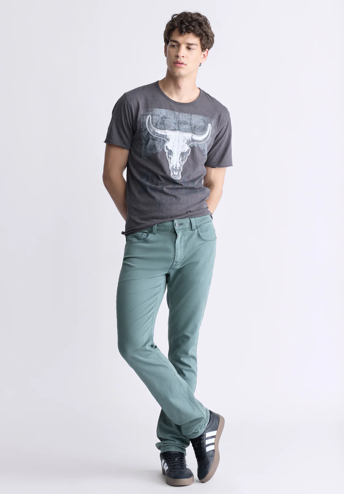 Six Men's Straight Freedom Flex Pants, Balsam Green - BM22939