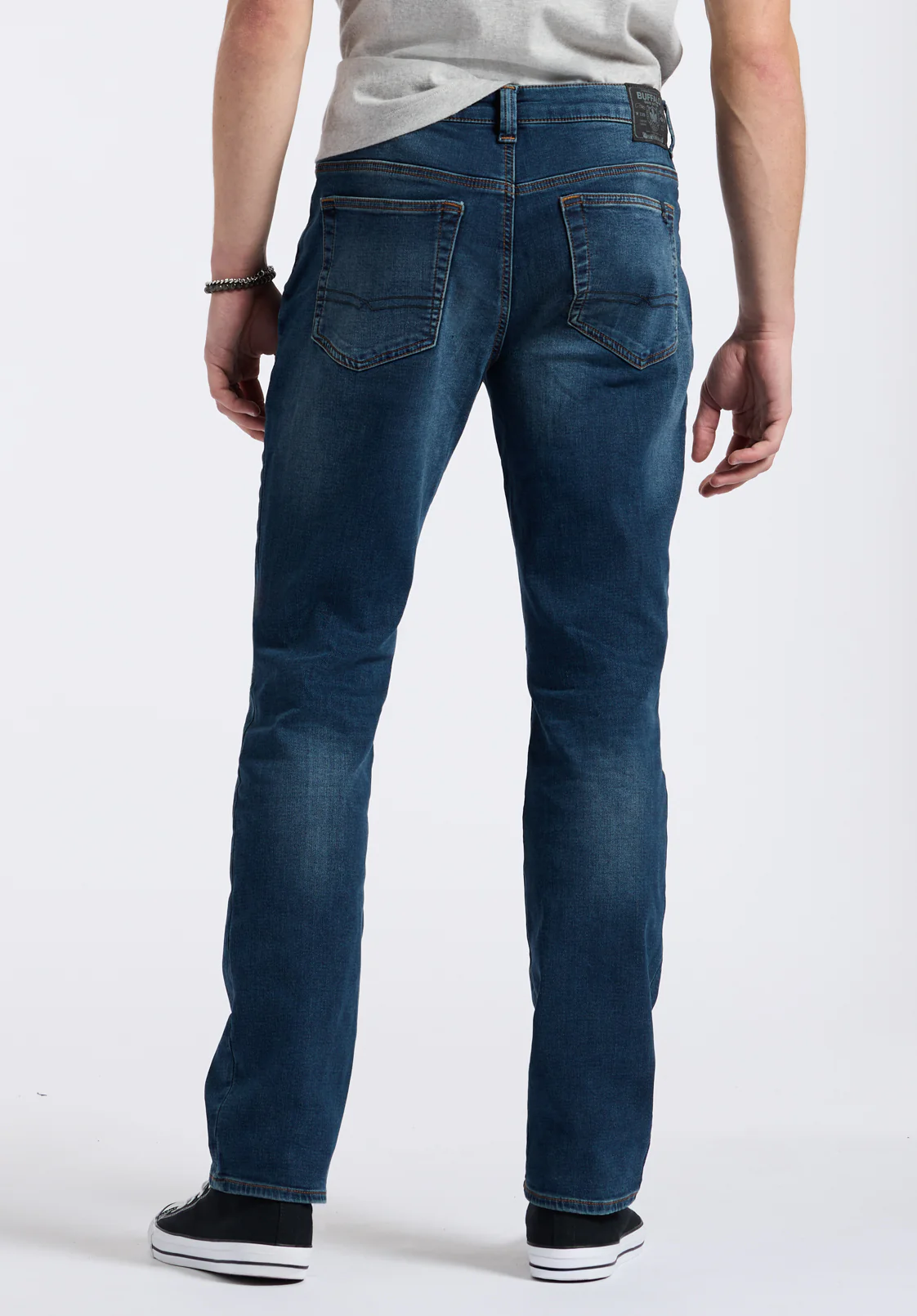 Six Men's Straight Freedom Flex Jeans, Dirty and Sanded - BM22946 - Image 3