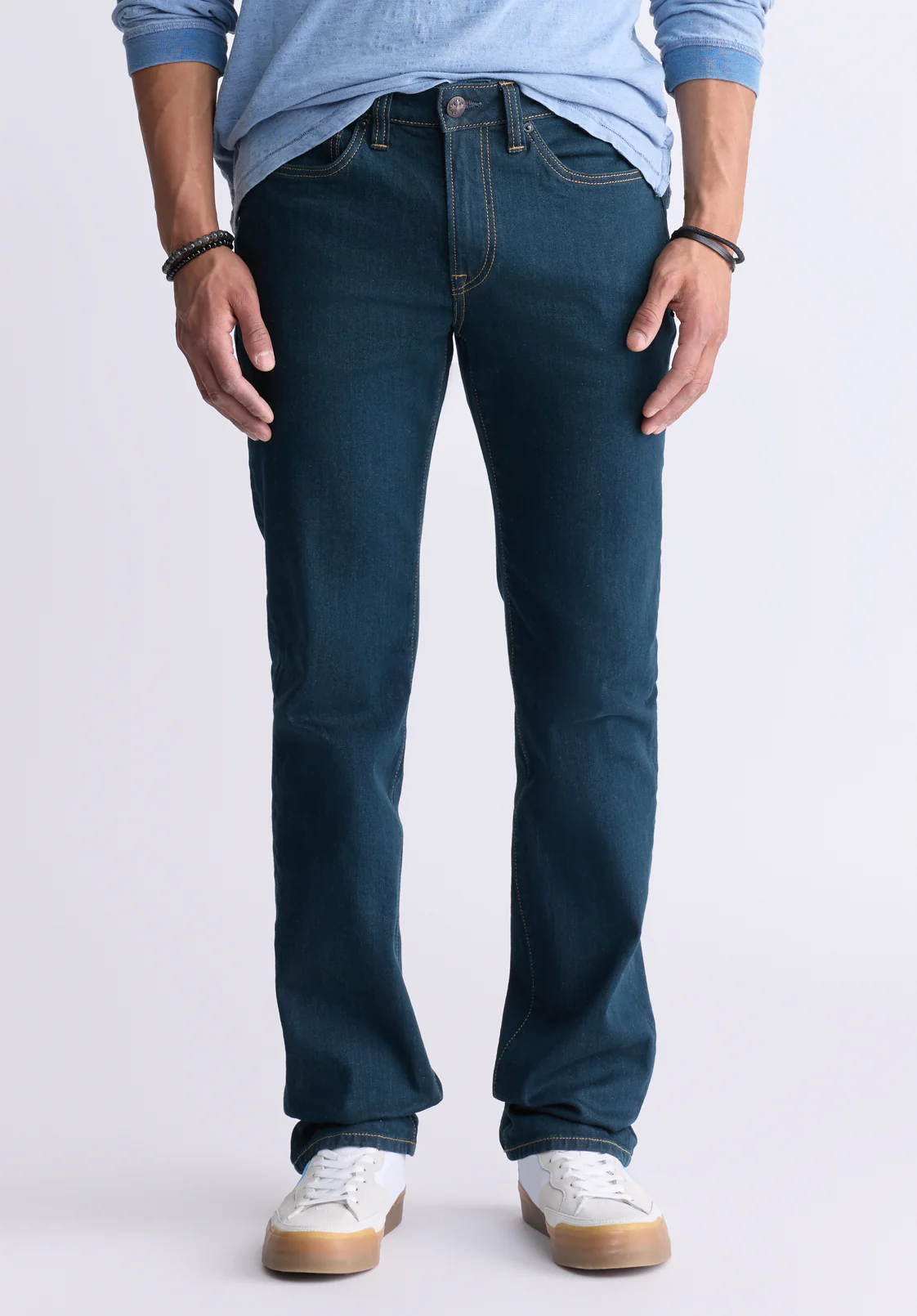 Six Men's Straight Jeans, Tinted Indigo - BM22997 - Image 2
