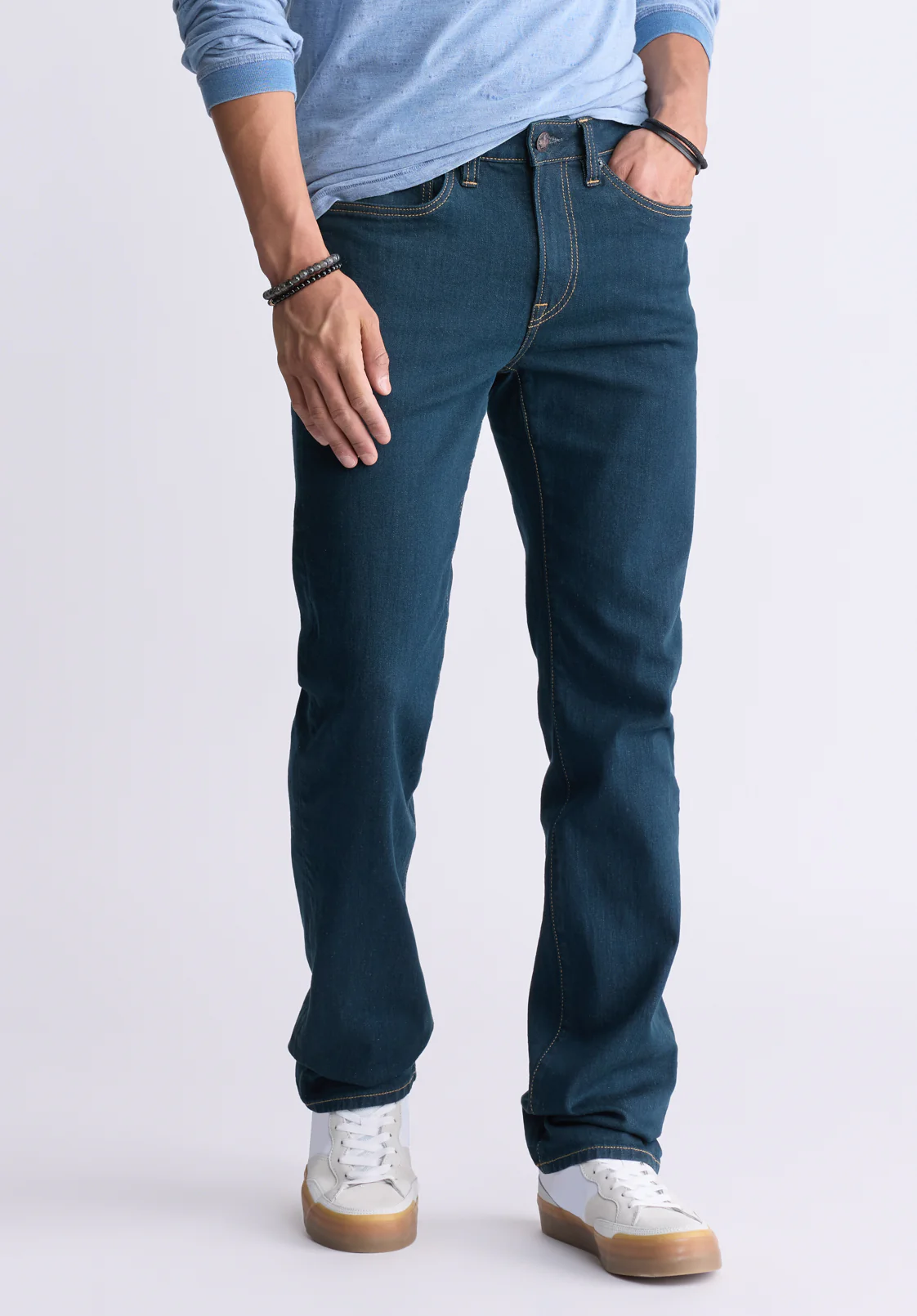 Six Men's Straight Jeans, Tinted Indigo - BM22997 - Image 4