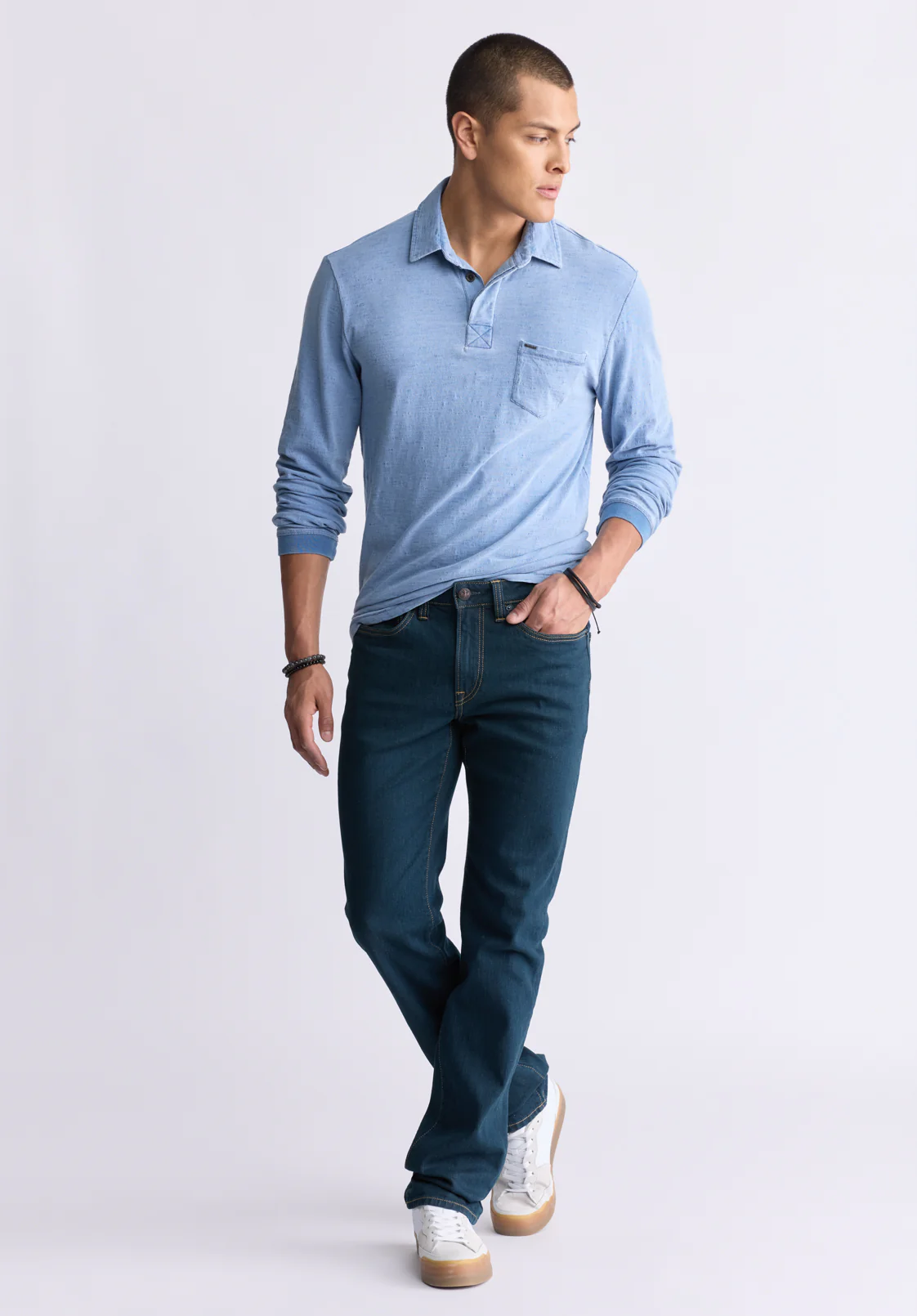Six Men's Straight Jeans, Tinted Indigo - BM22997 - Image 5