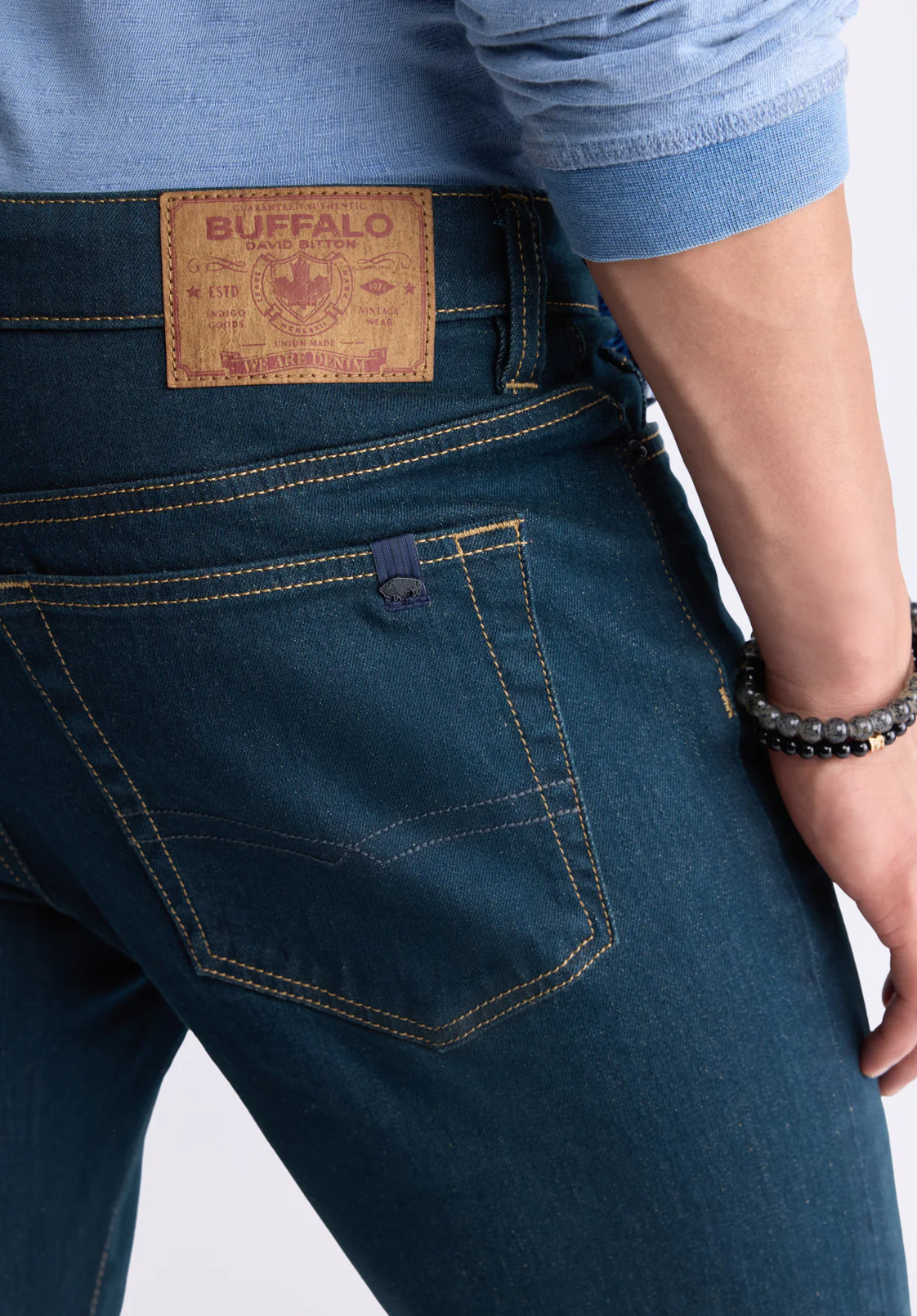Six Men's Straight Jeans, Tinted Indigo - BM22997 - Image 6