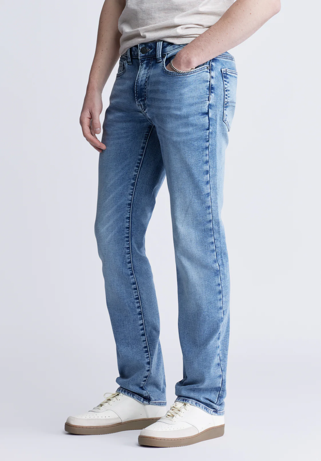 Six Men's Straight Freedom Flex Jeans, Sanded Wash - BM22998 - Image 3