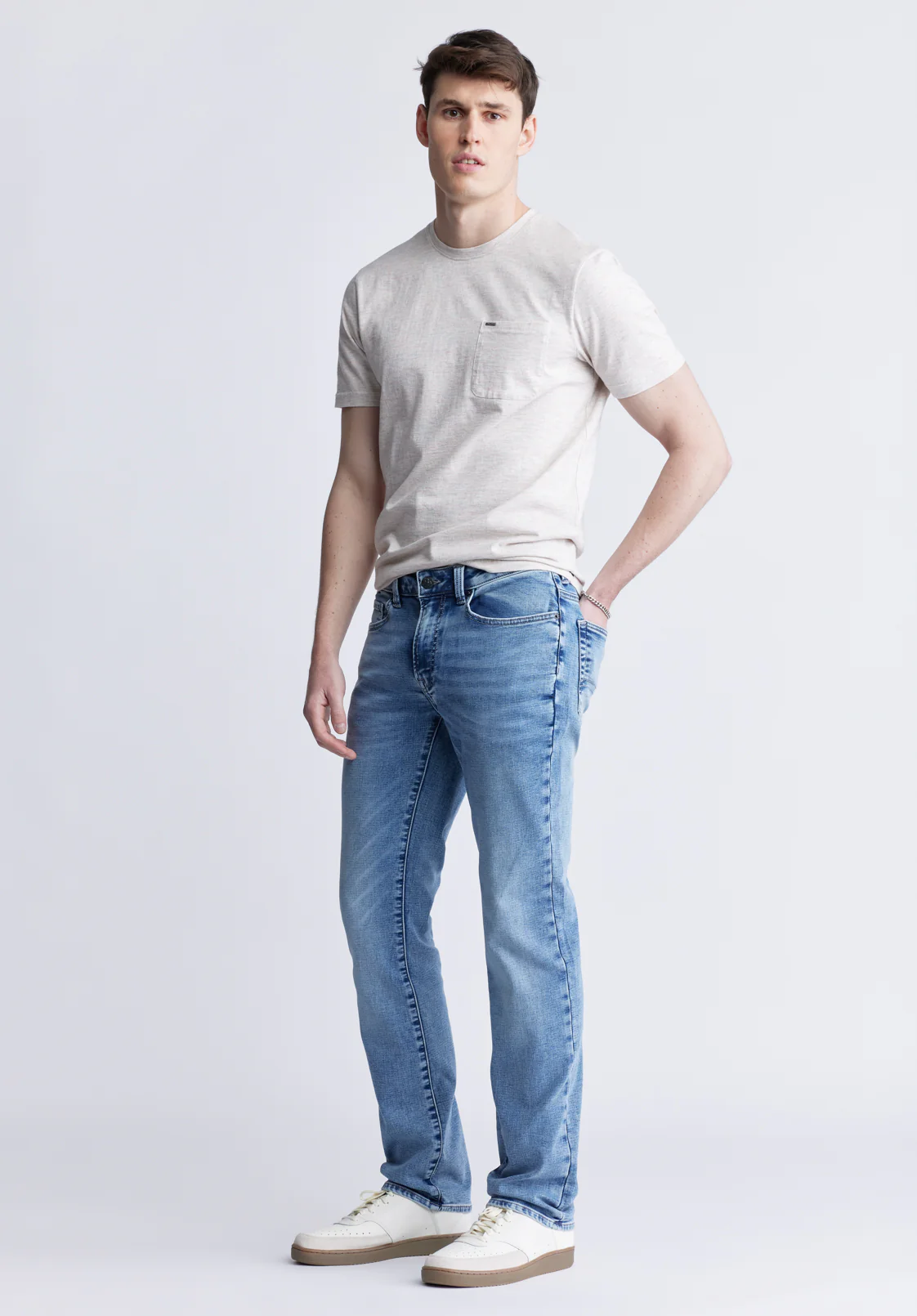 Six Men's Straight Freedom Flex Jeans, Sanded Wash - BM22998 - Image 5
