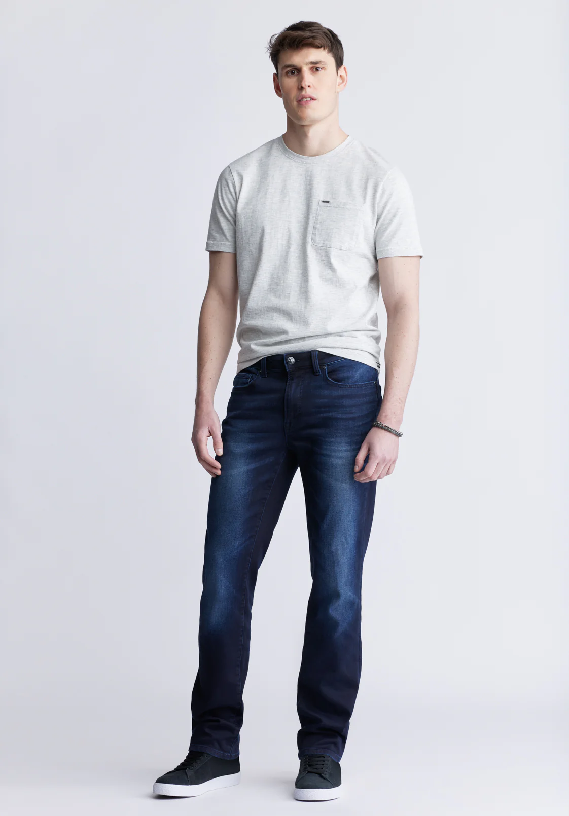 Six Men's Straight Freedom Flex Jeans, Dark and Sanded - BM22999 - Image 6