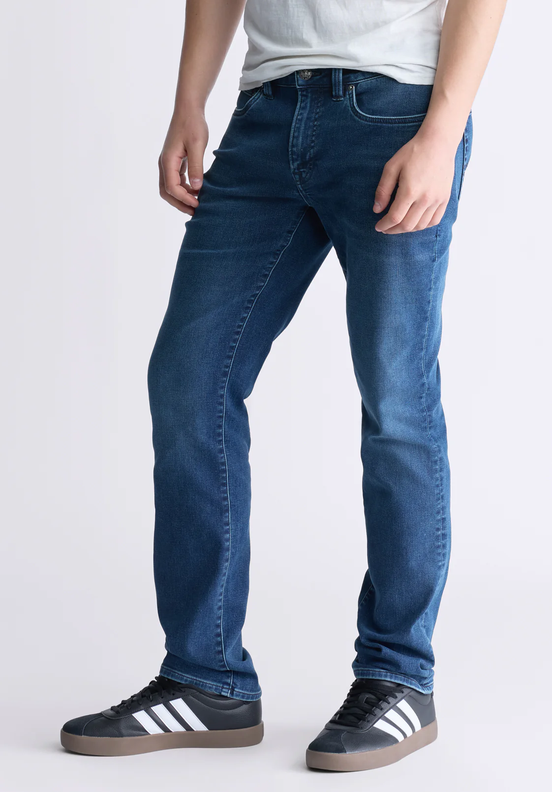Six Men's Straight Freedom Flex Jeans, Whiskered - BM26018 - Image 4