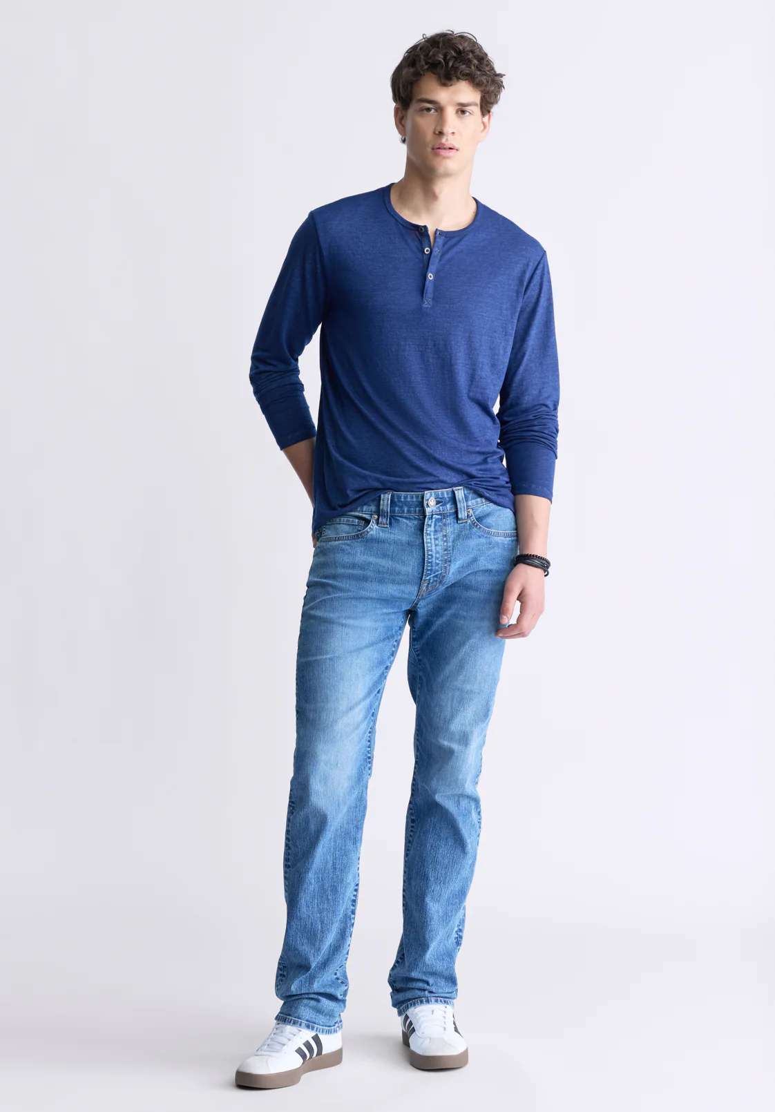 Six Men's Straight Jeans, Contrasted Blue - BM26028