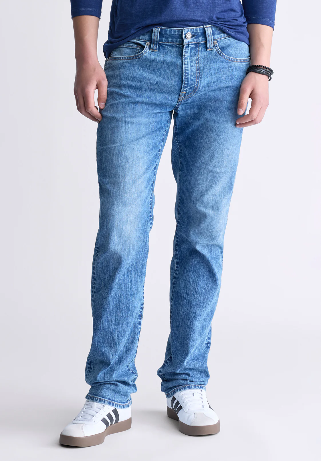 Six Men's Straight Jeans, Contrasted Blue - BM26028 - Image 2