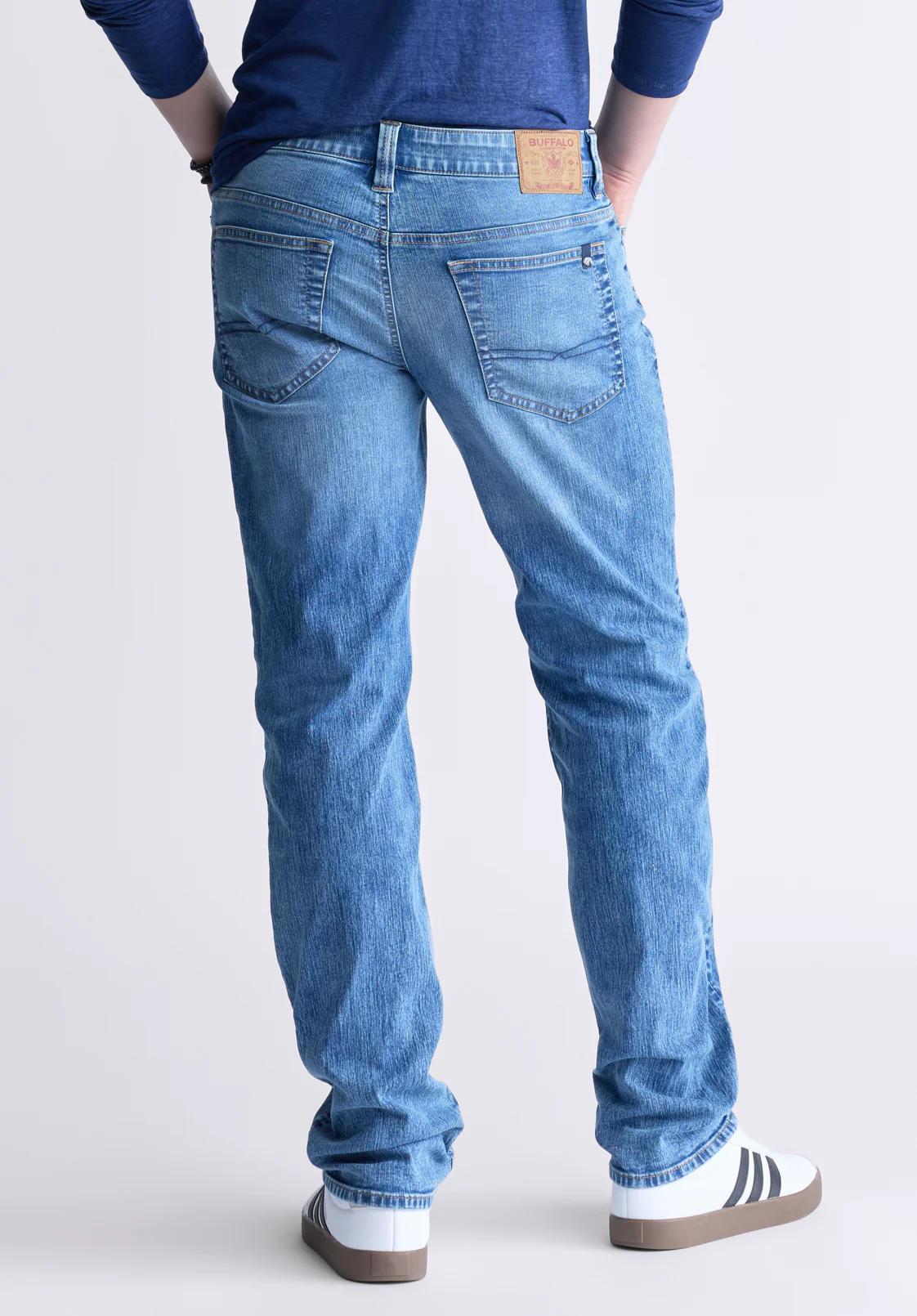 Six Men's Straight Jeans, Contrasted Blue - BM26028 - Image 3