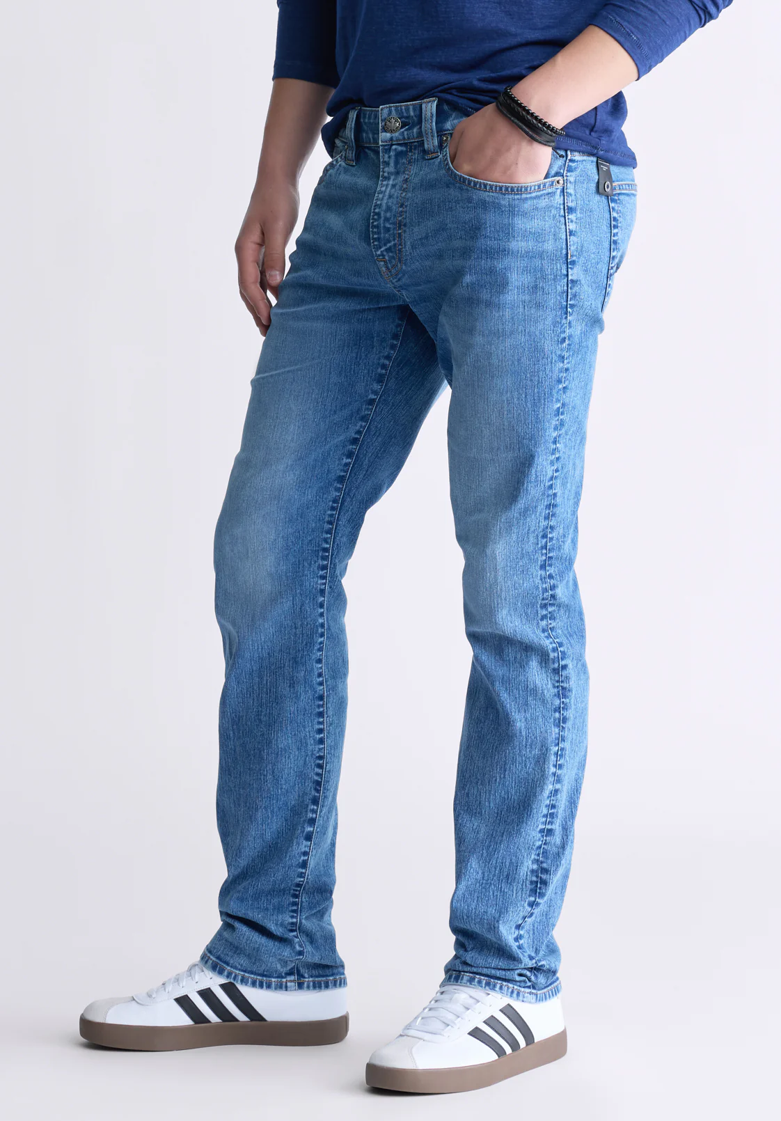 Six Men's Straight Jeans, Contrasted Blue - BM26028 - Image 4