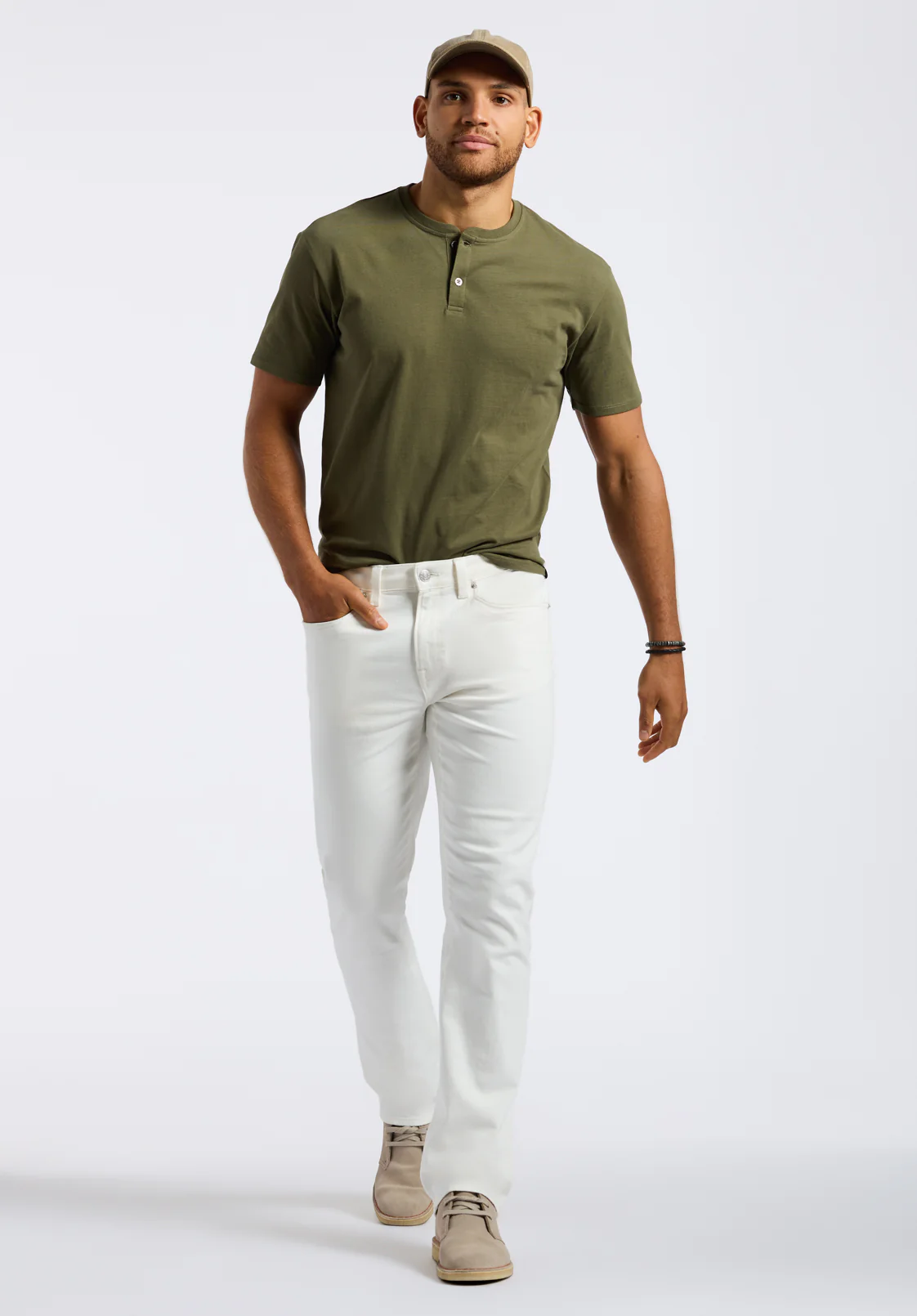 Six Men's Straight Jeans, White - BM26075