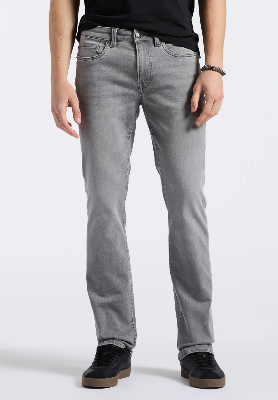Six Men's Straight Freedom Flex Jeans, Grey Sanded - BM26088 - Image 2