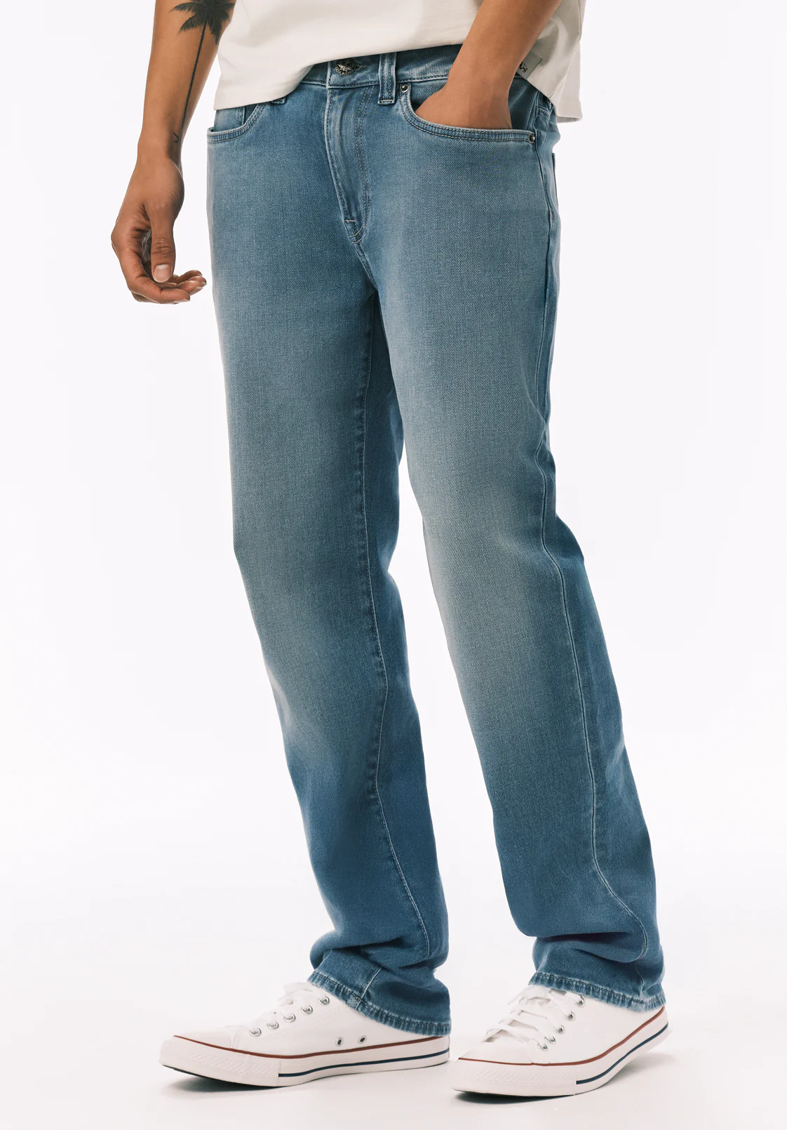 Six Men's Straight Freedom Flex Jeans, Sanded Wash - BM26171 - Image 4
