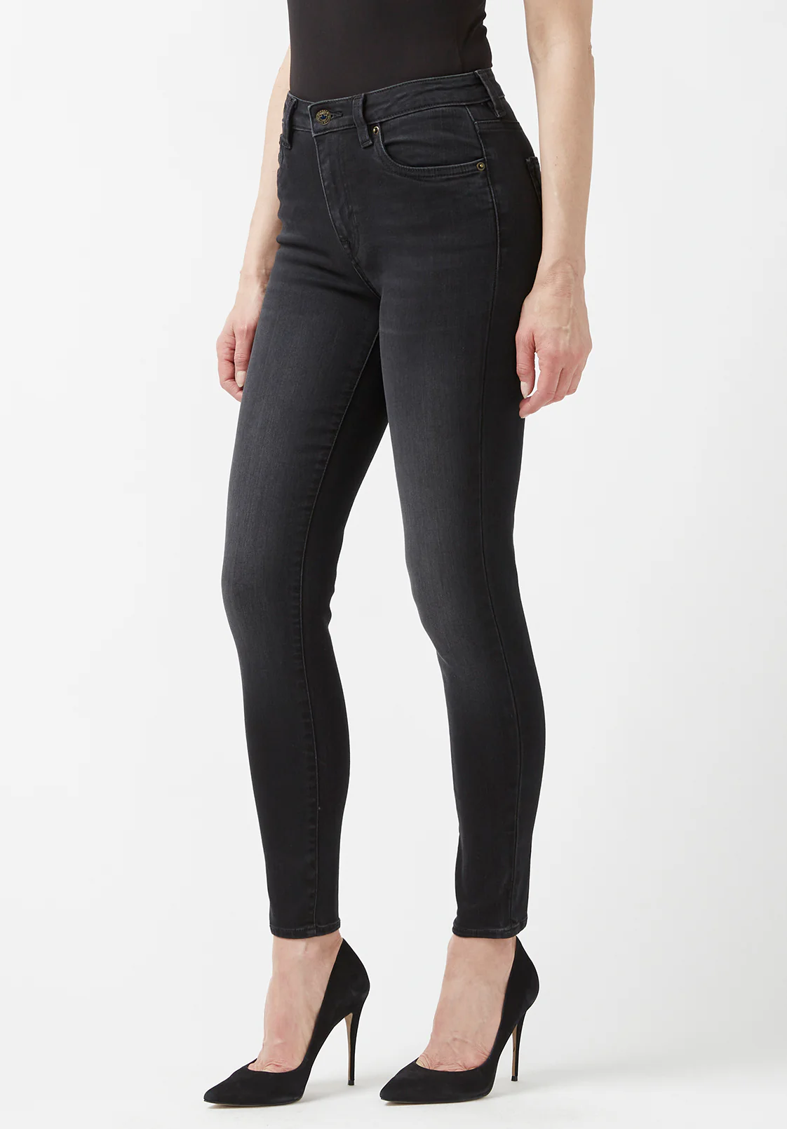 Skylar Women's High Rise Skinny Jeans, Faded Black - BL15664 - Image 4