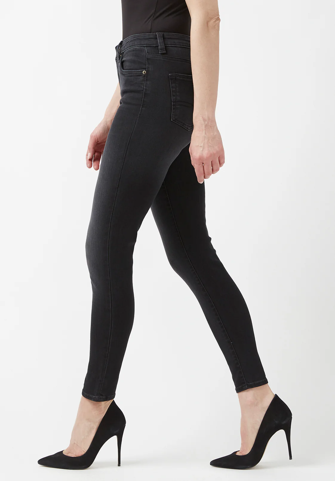 Skylar Women's High Rise Skinny Jeans, Faded Black - BL15664 - Image 6