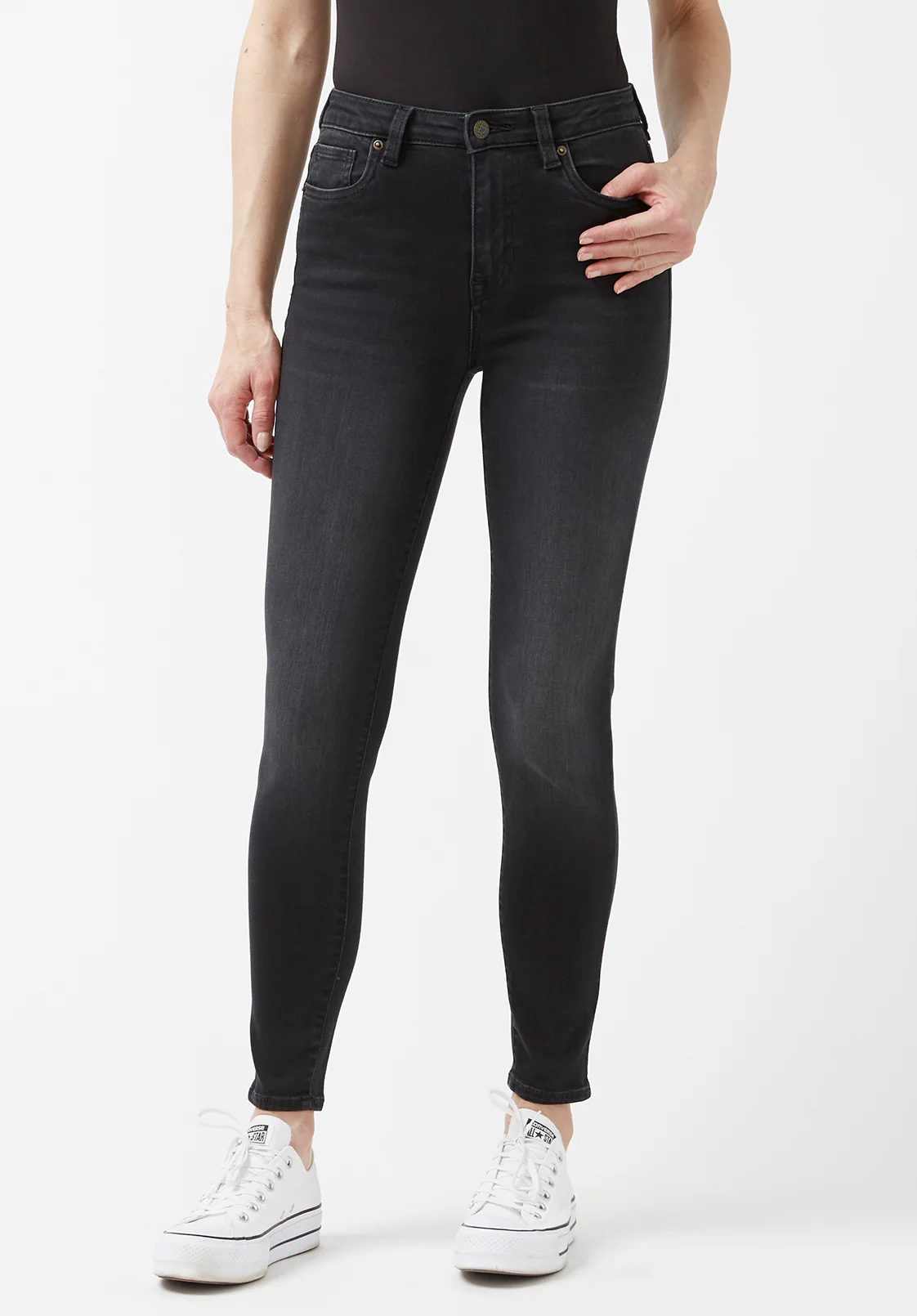 Skylar Women's High Rise Skinny Jeans, Faded Black - BL15664 - Image 7