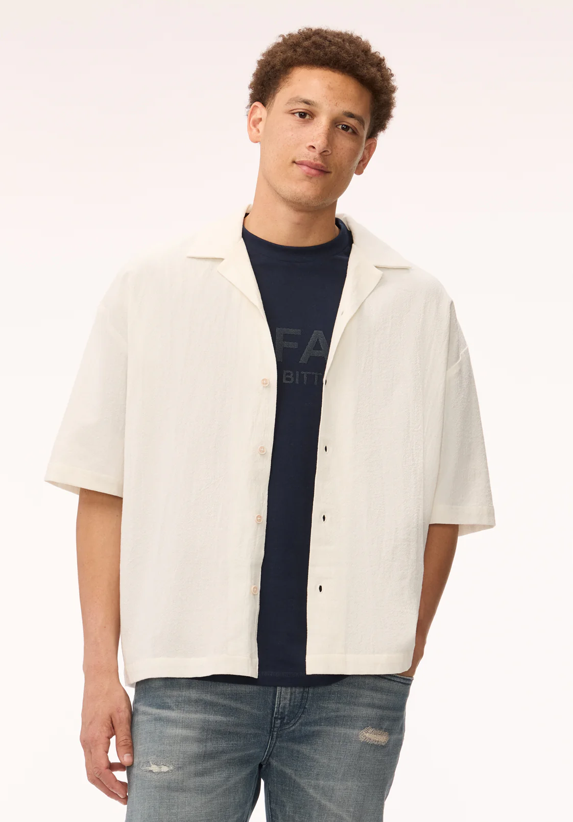 Slate Men's Short Sleeve Tropical Back Graphic Shirt, Milk - BM24897 - Image 4