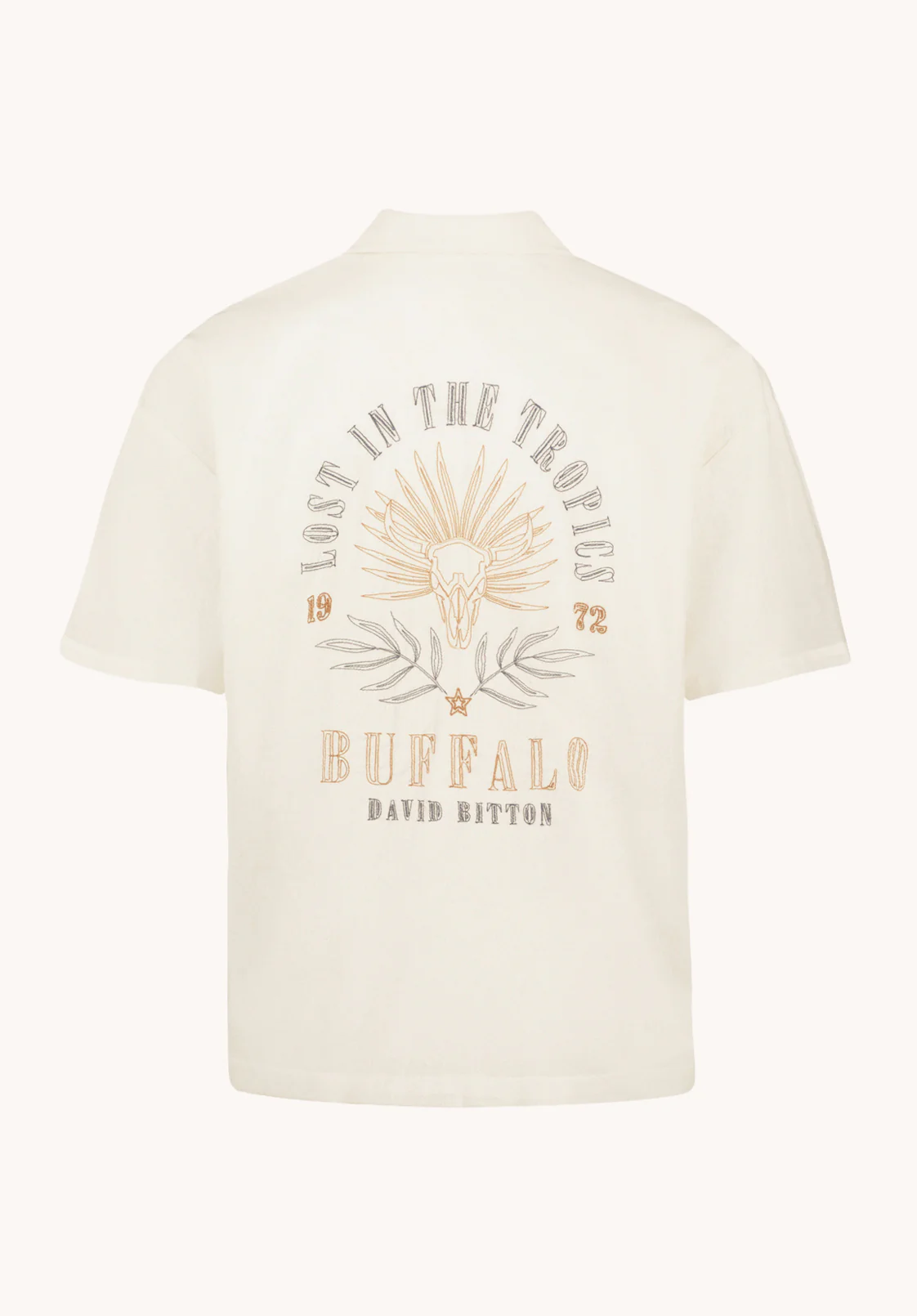 Slate Men's Short Sleeve Tropical Back Graphic Shirt, Milk - BM24897 - Image 6
