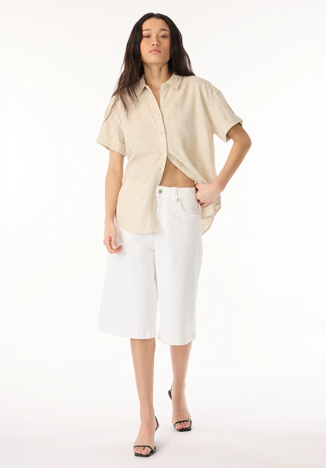 Solana Women's Relaxed Linen Blend Shirt, Natural - WT0172P