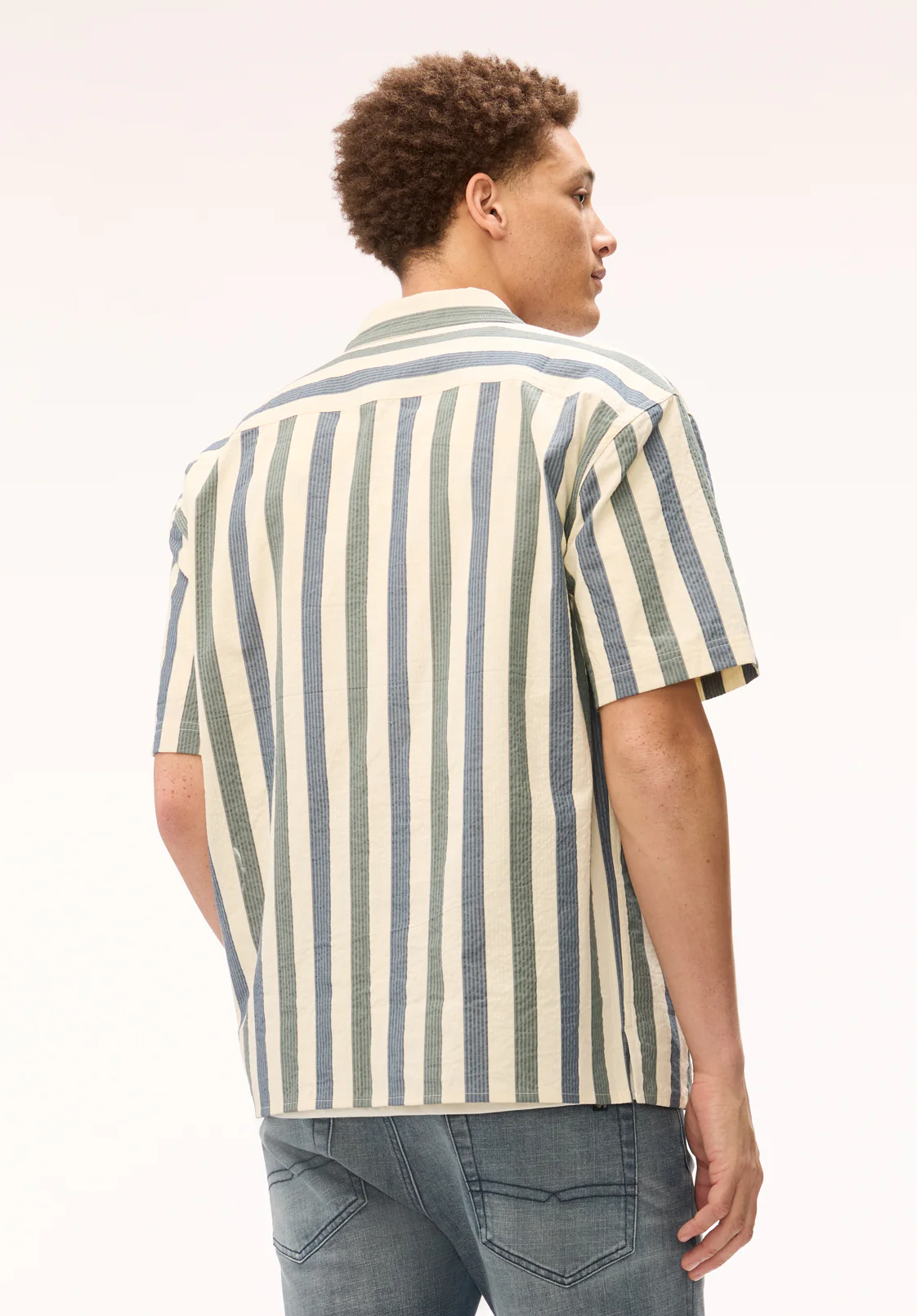 Sonix Men's Short Sleeve Striped Camp Shirt, Milk - BM24754 - Image 3