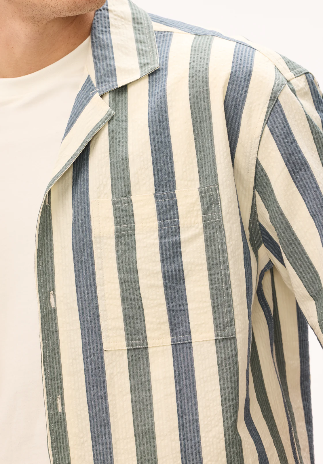 Sonix Men's Short Sleeve Striped Camp Shirt, Milk - BM24754 - Image 5