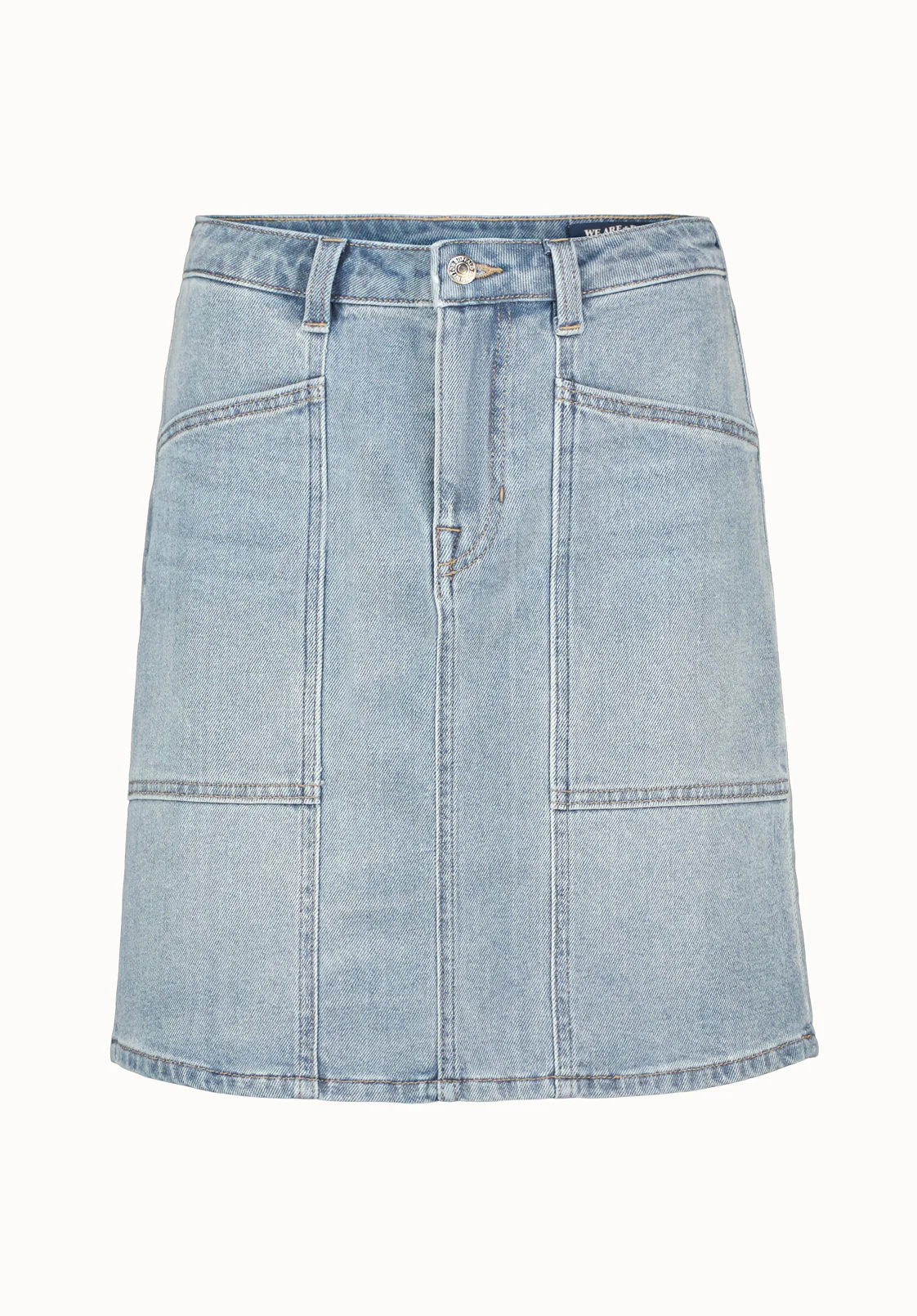 Sophia Women's High Waist Mid Length Denim Skirt, Contrasted Blue - BL16022 - Image 5