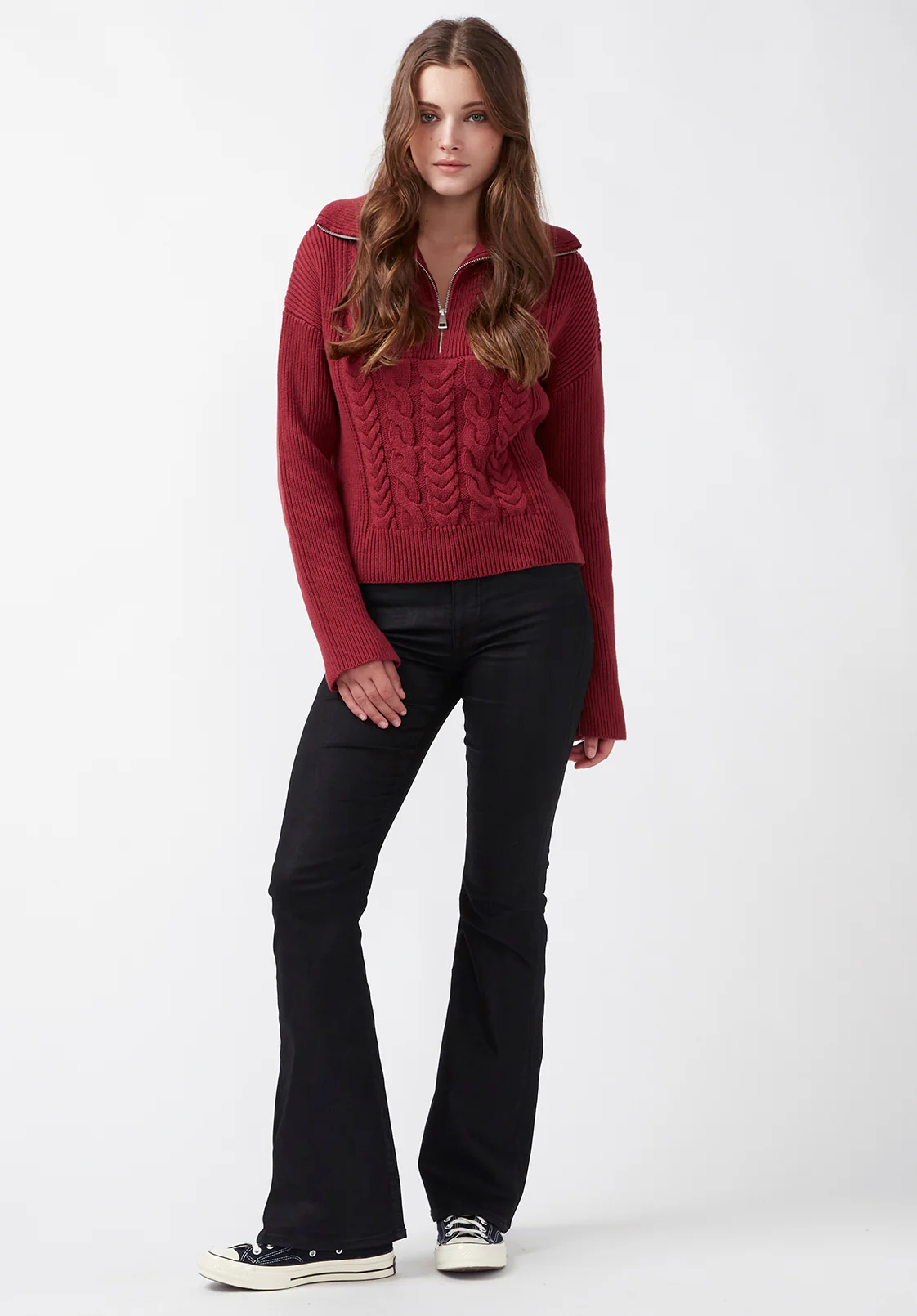 Sorella Women's Long Sleeve Sweater, Dark Red - SW0032F