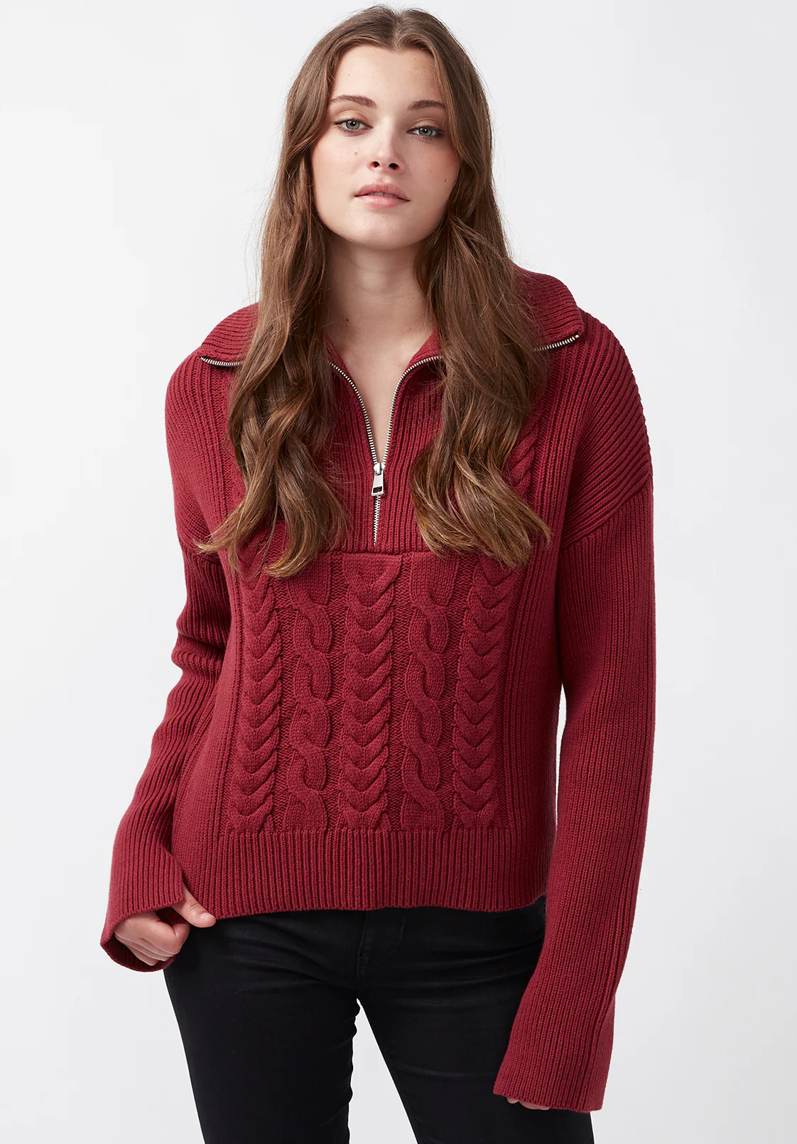 Sorella Women's Long Sleeve Sweater, Dark Red - SW0032F - Image 2