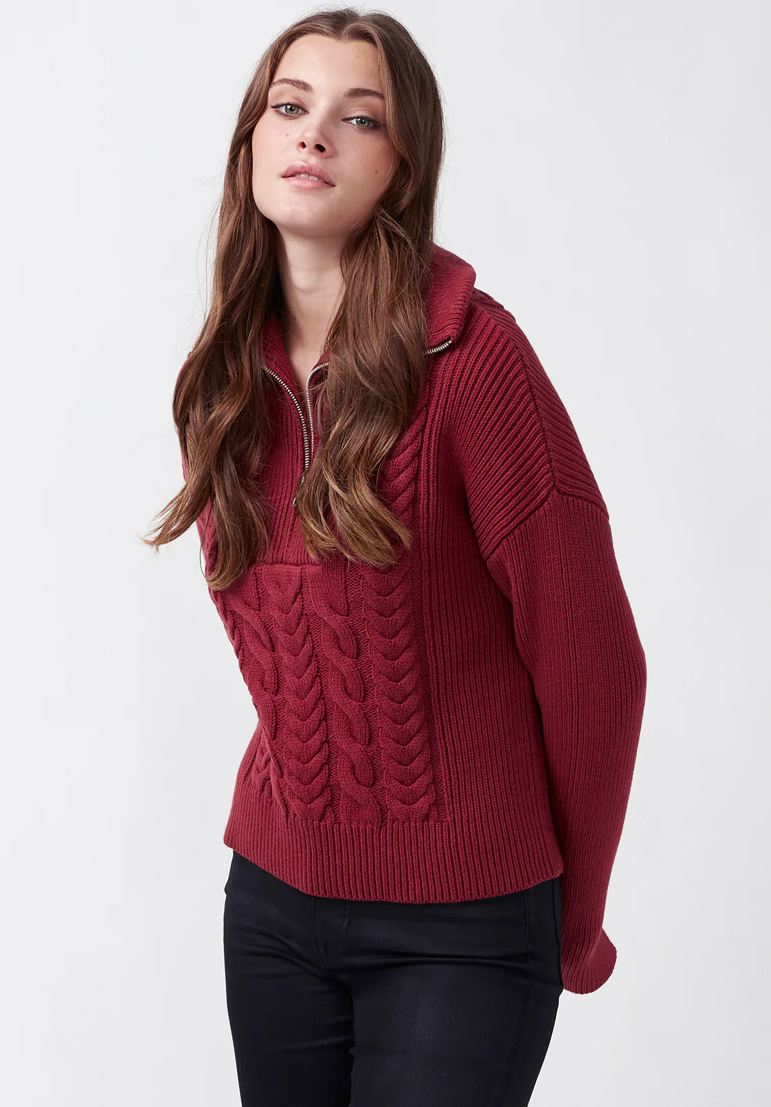Sorella Women's Long Sleeve Sweater, Dark Red - SW0032F - Image 3