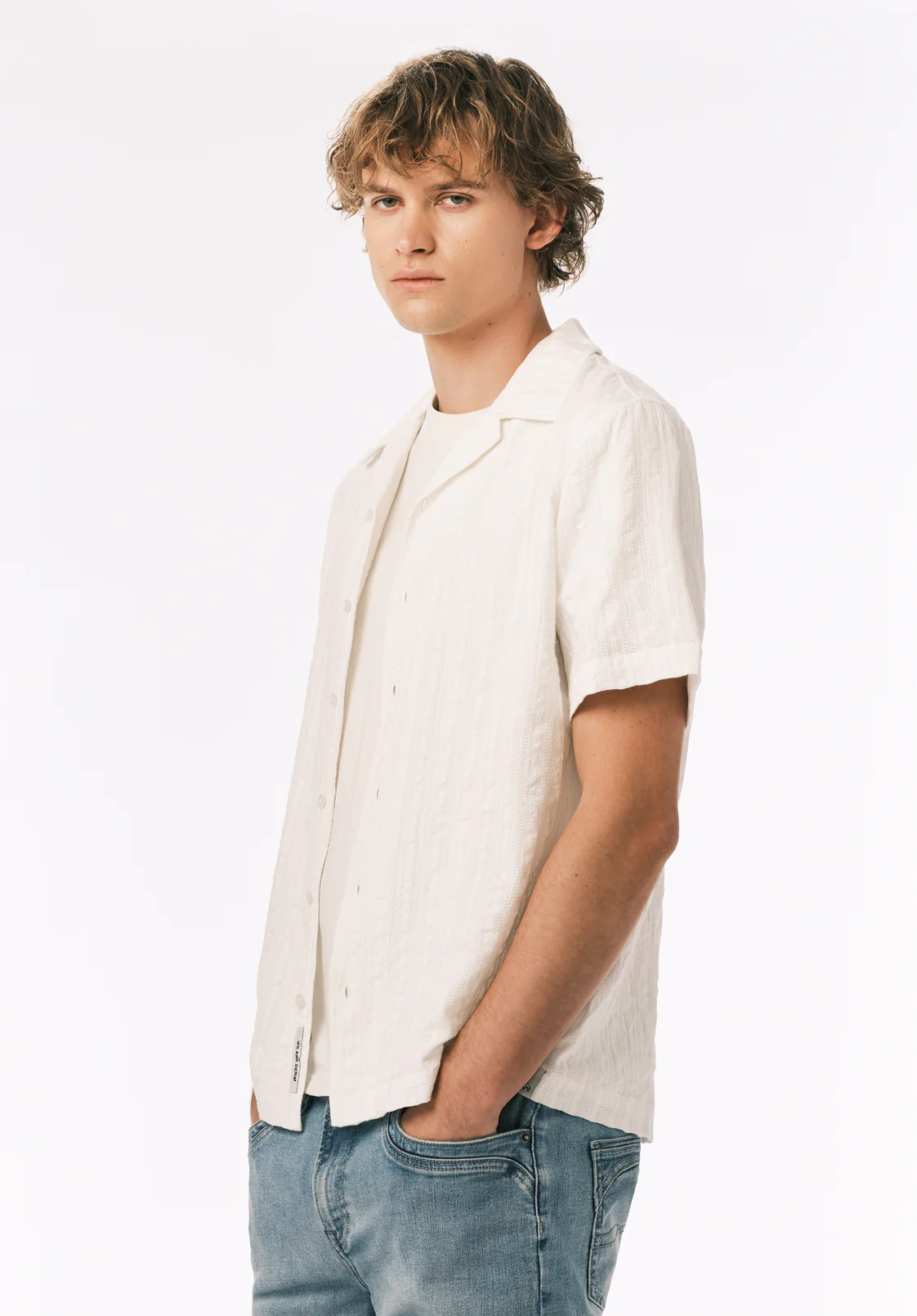 Soriel Men's Short Sleeve Shirt, Milk - BM24799 - Image 3