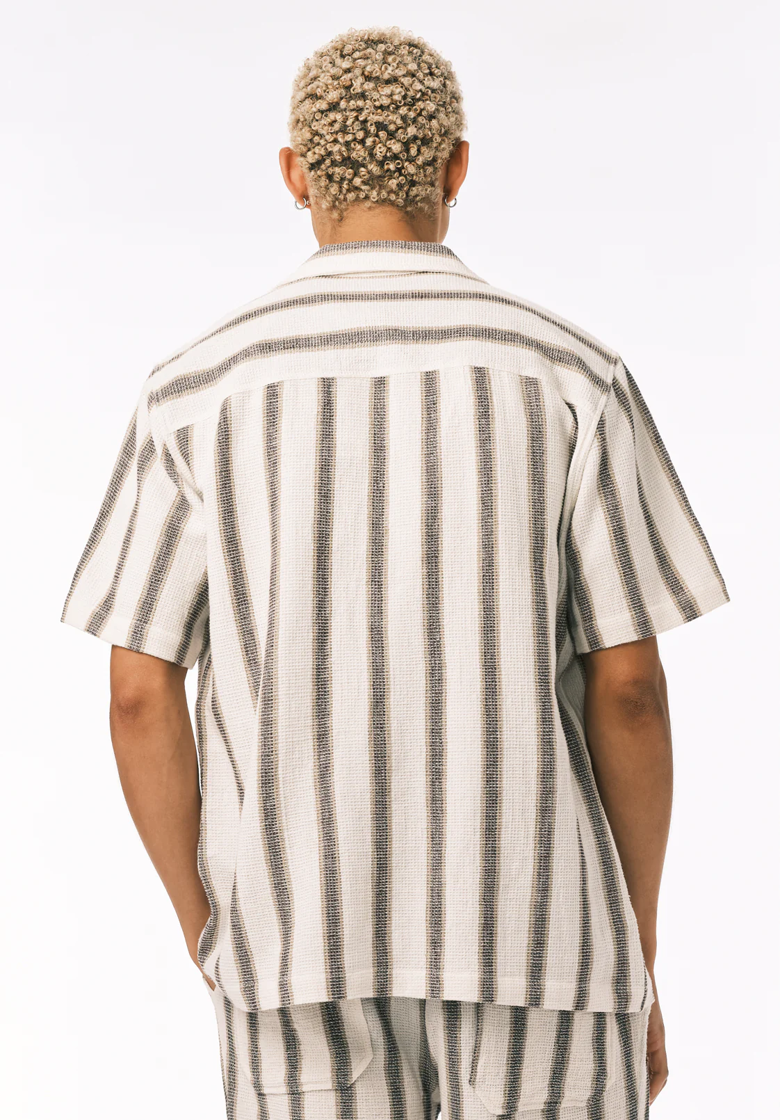 Soriel Men's Short Sleeve Striped Shirt, Milk - BM24809 - Image 4