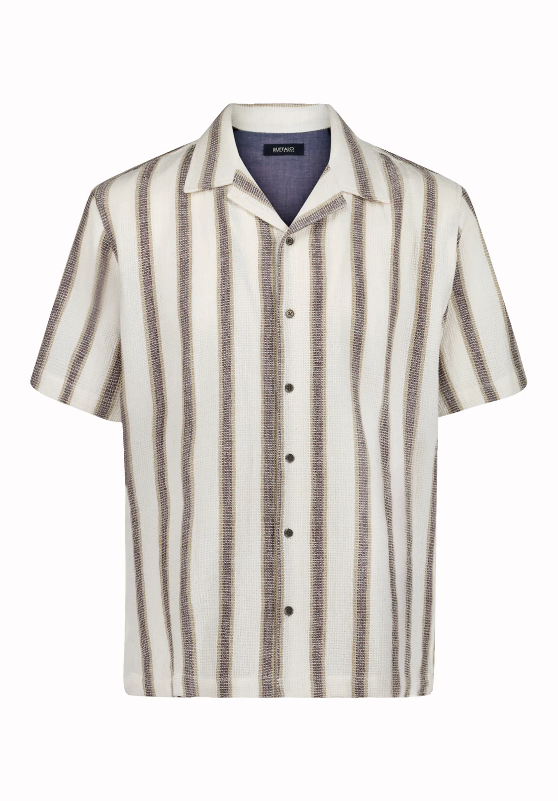 Soriel Men's Short Sleeve Striped Shirt, Milk - BM24809 - Image 5