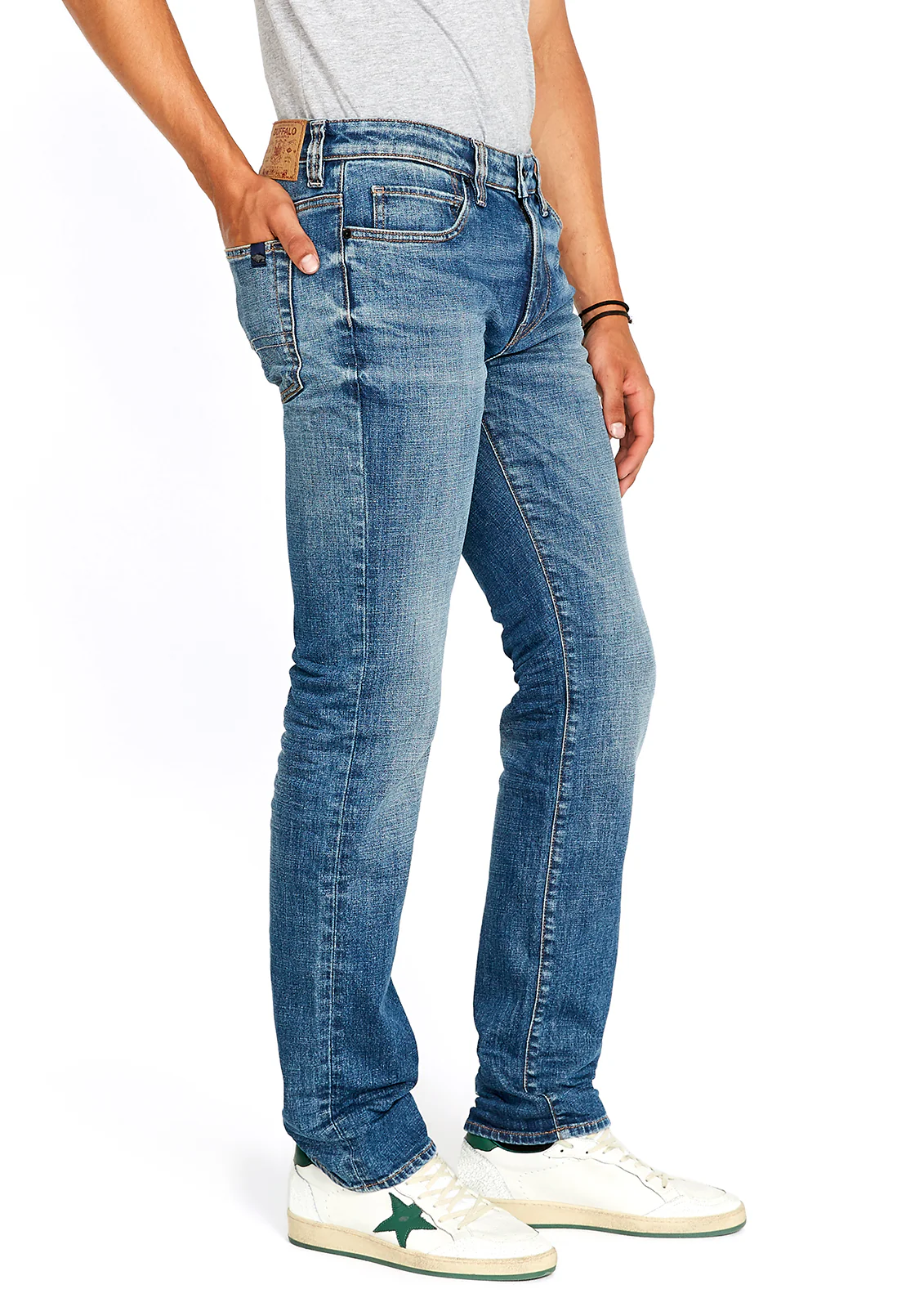Six Men's Straight Jeans, Crinkled and Sanded - BM22607 - Image 4