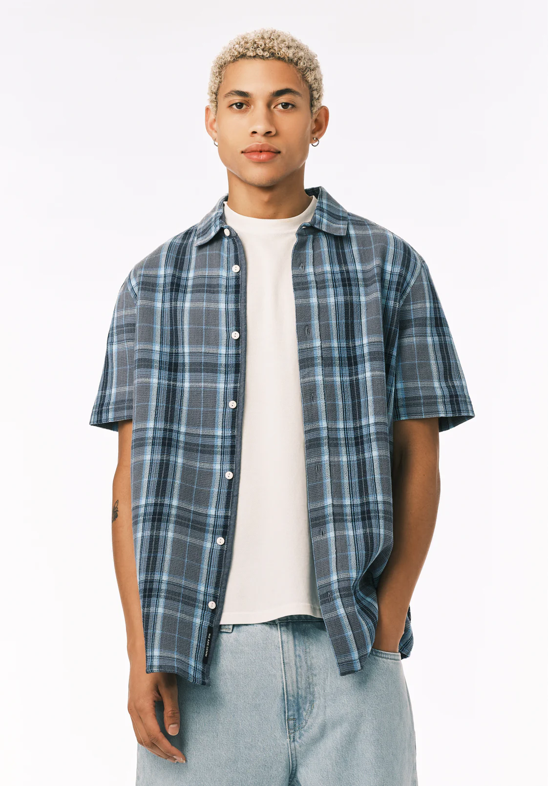 Sulian Men's Short Sleeve Plaid Shirt, Mirage - BM24791 - Image 2