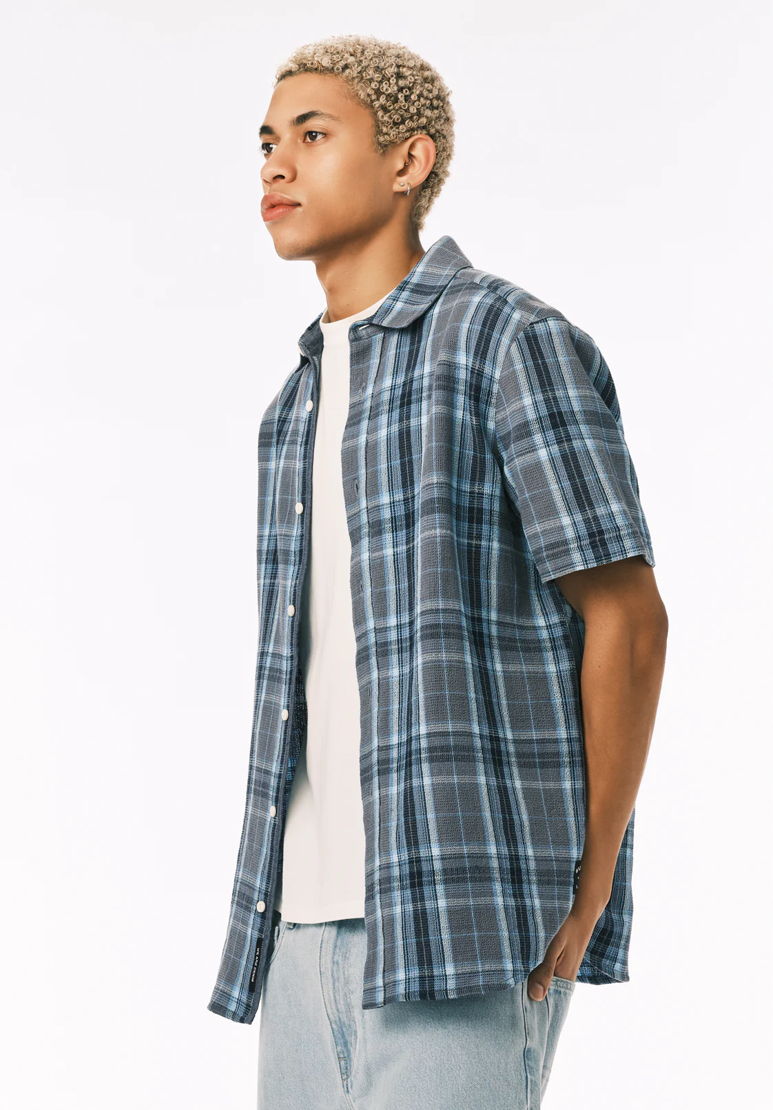 Sulian Men's Short Sleeve Plaid Shirt, Mirage - BM24791 - Image 3