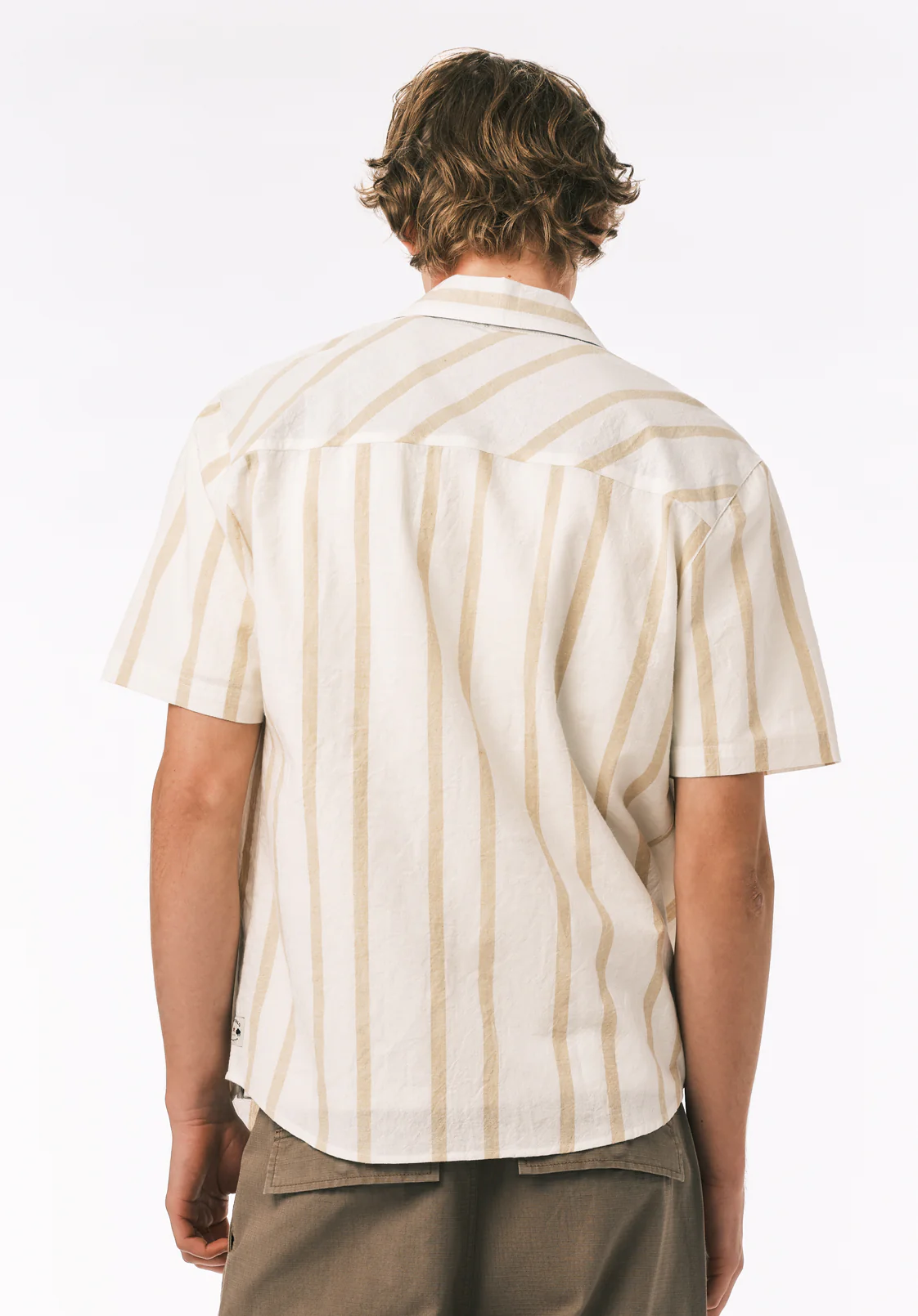 Sulian Men's Short Sleeve Striped Shirt, Milk - BM24802 - Image 4
