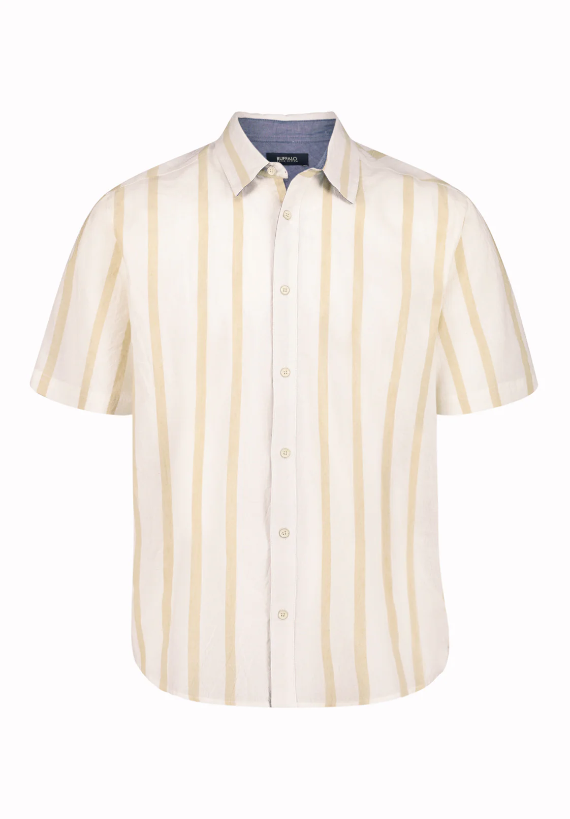 Sulian Men's Short Sleeve Striped Shirt, Milk - BM24802 - Image 5