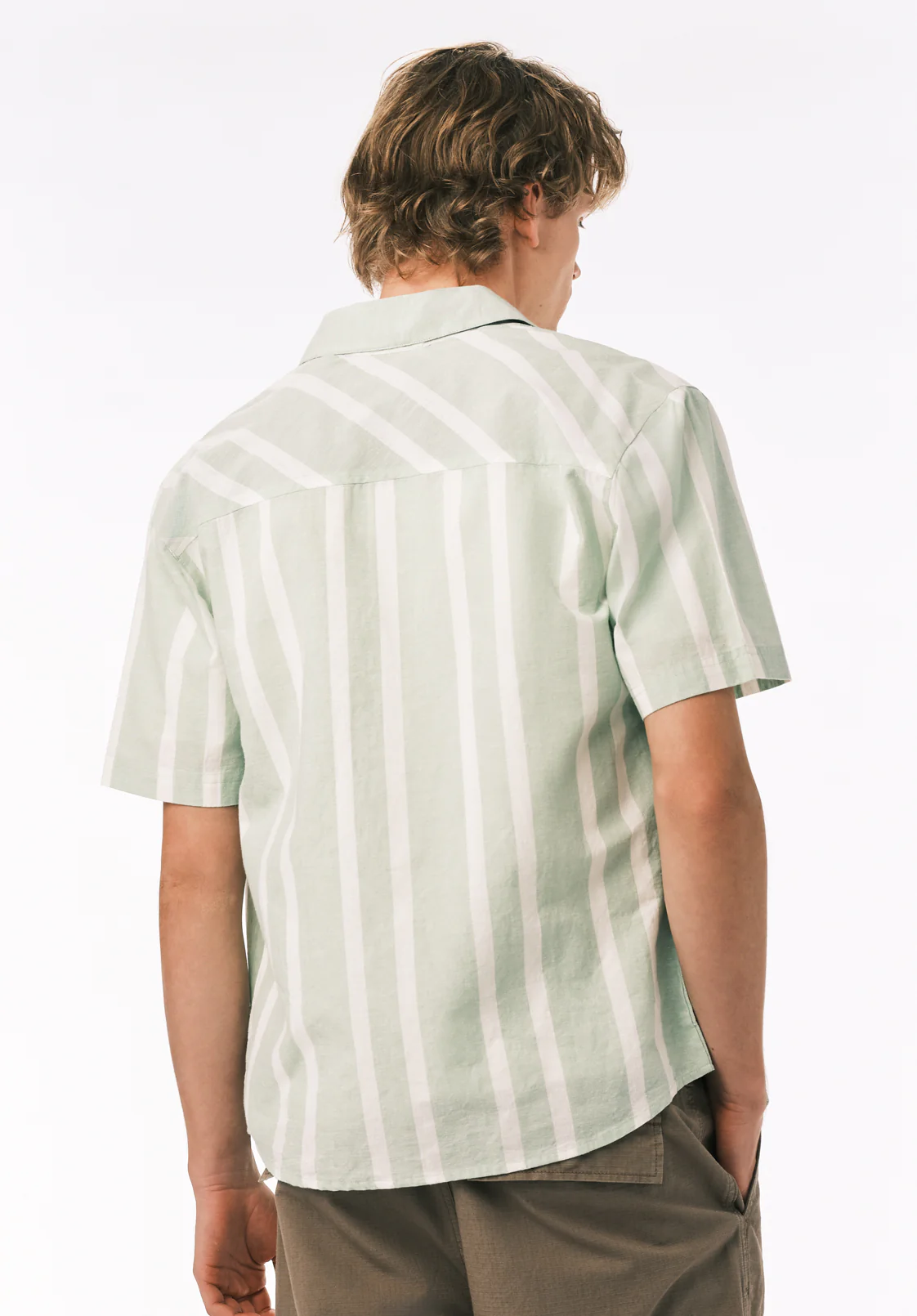 Sulian Men's Short Sleeve Striped Shirt, Frosty Green - BM24802 - Image 4