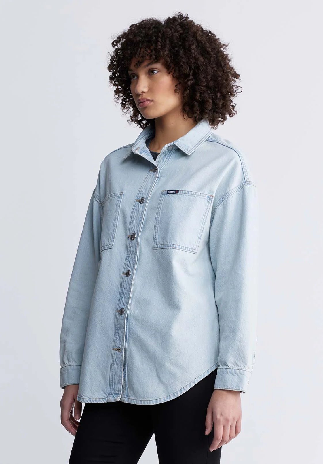 Sydney Women's Denim Shacket, Contrasted and Vintage - BL15947 - Image 4
