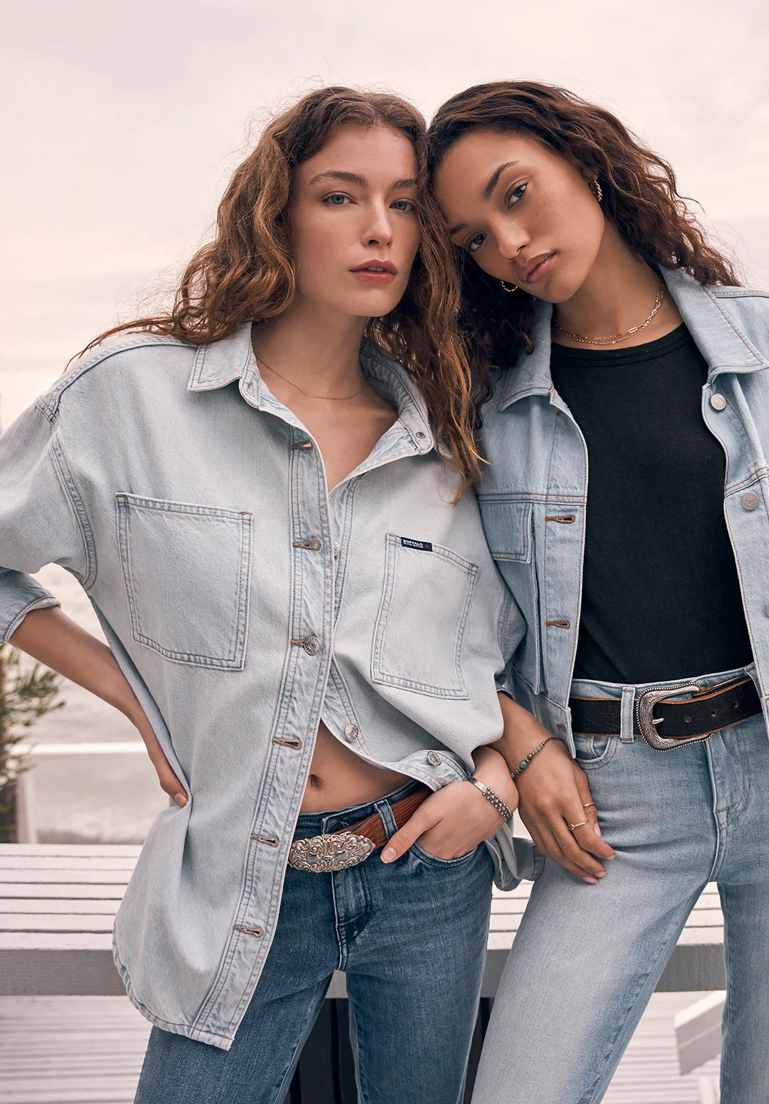 Sydney Women's Denim Shacket, Contrasted and Vintage - BL15947 - Image 7