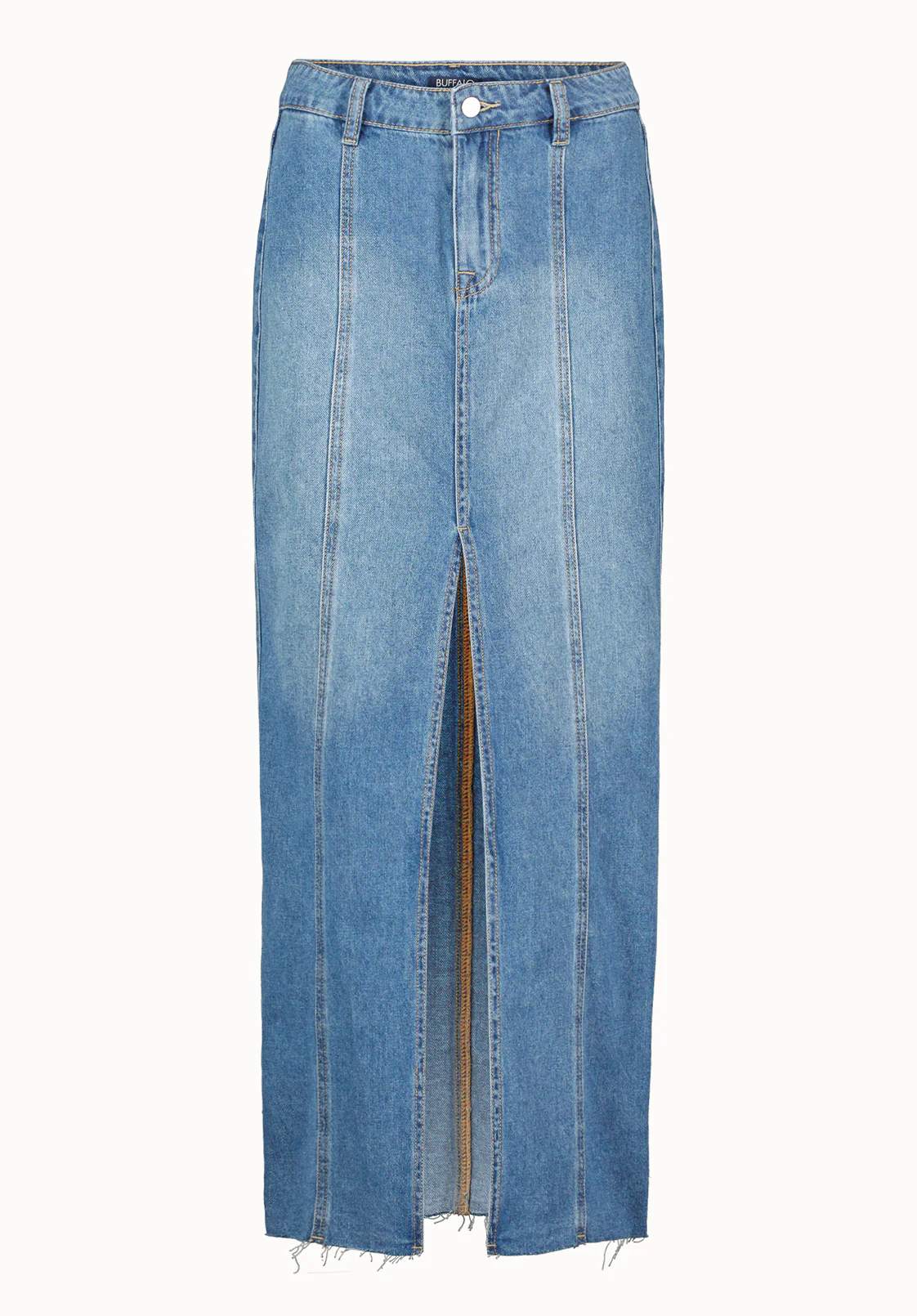 Sylvie Women's Mid Waist Denim Maxi Skirt, Whiskered and Worn - BL16031 - Image 5