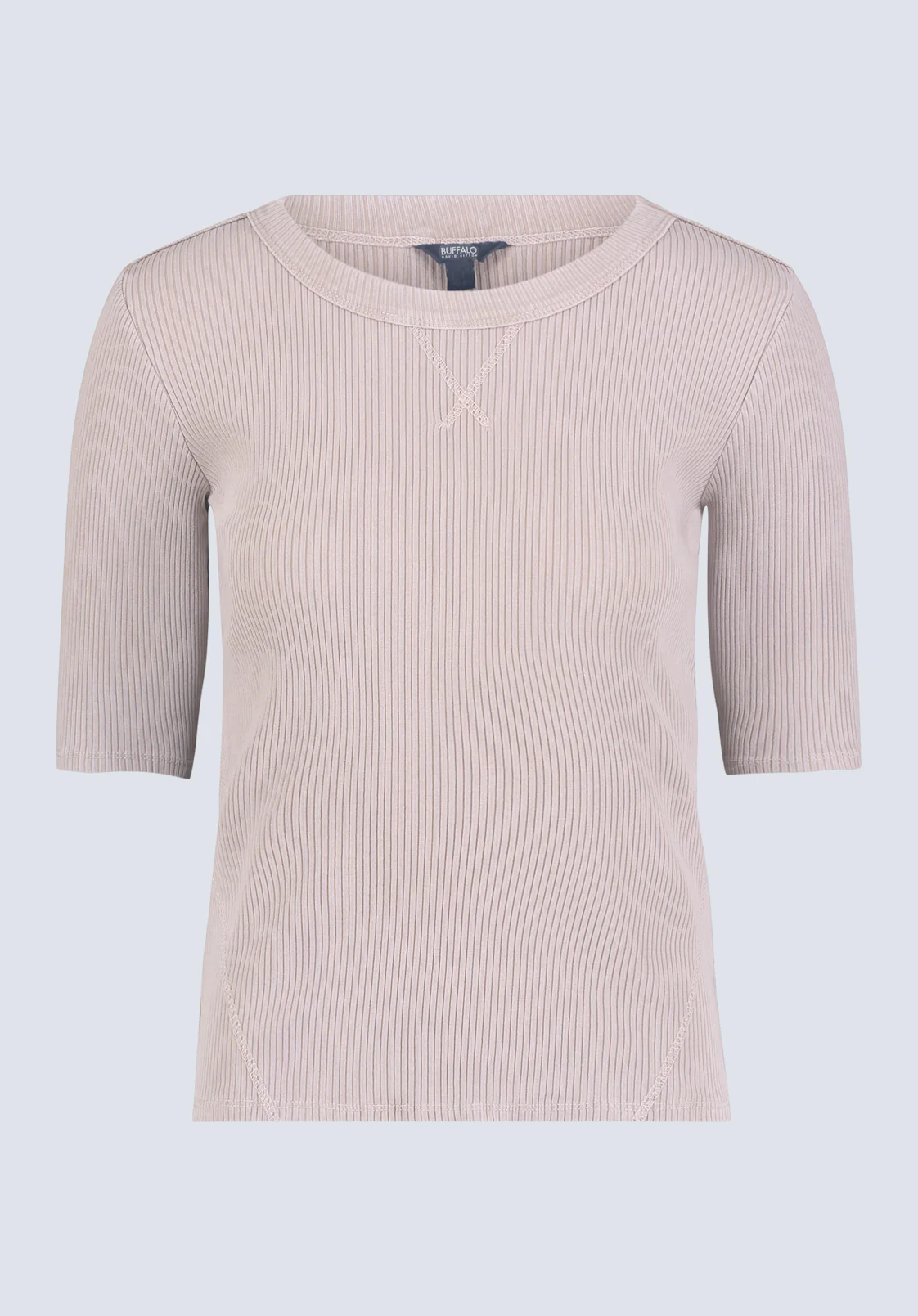 Tabbey Women's Elbow Sleeve Ribbed Knit Top, Warm Taupe - KT0172H - Image 5