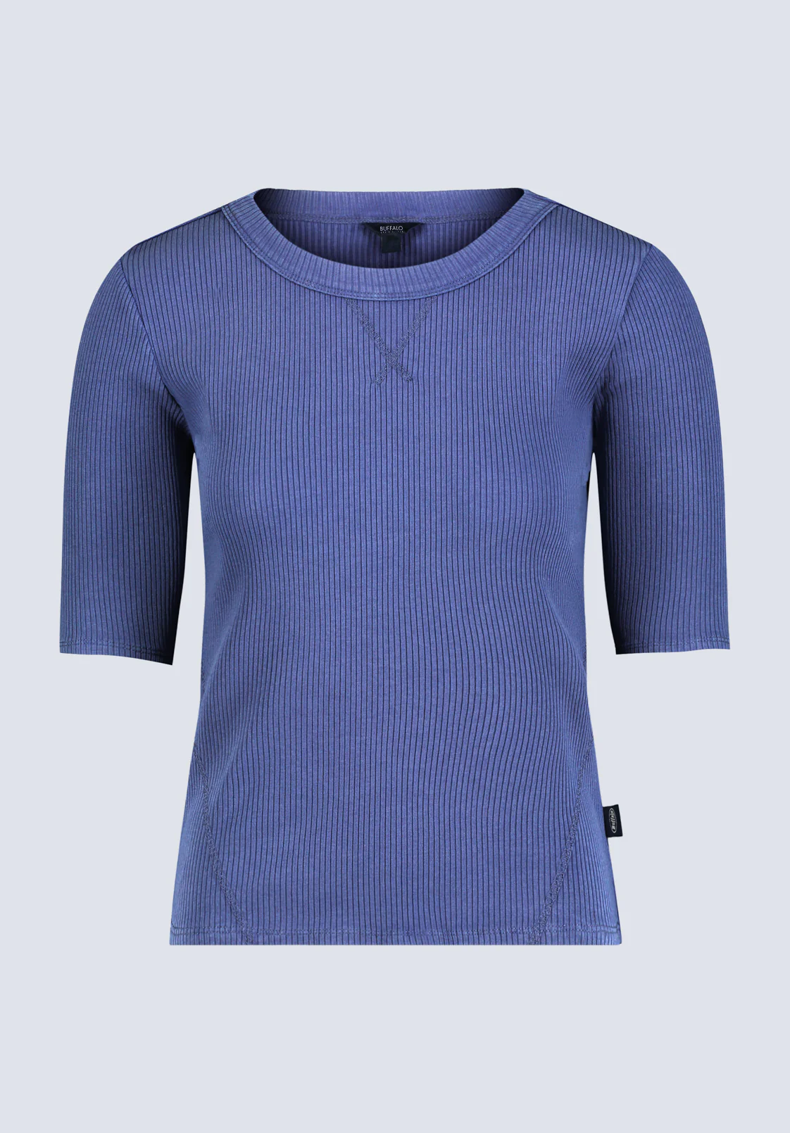 Tabbey Women's Elbow Sleeve Ribbed Knit Top, Skipper Blue - KT0172H - Image 5
