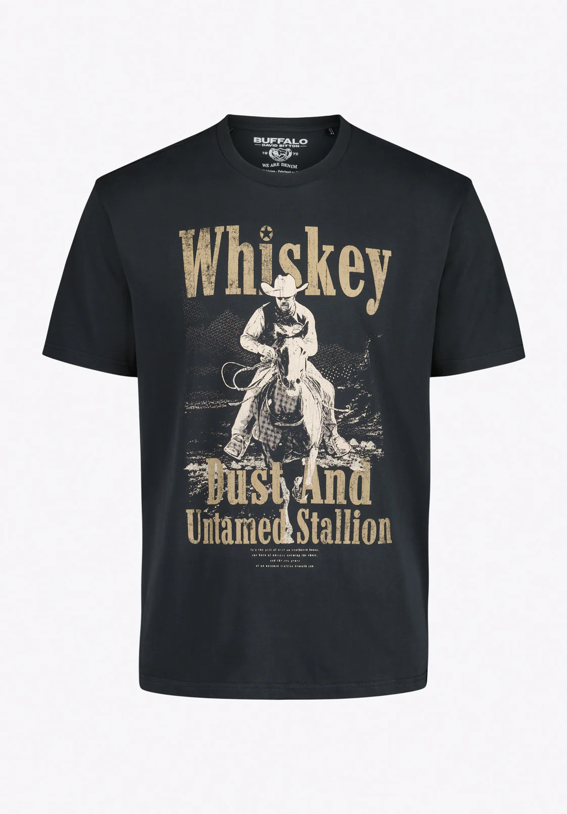 Tafo Men's Whiskey Cowboy Print Graphic Tee, Black - BM24819 - Image 5