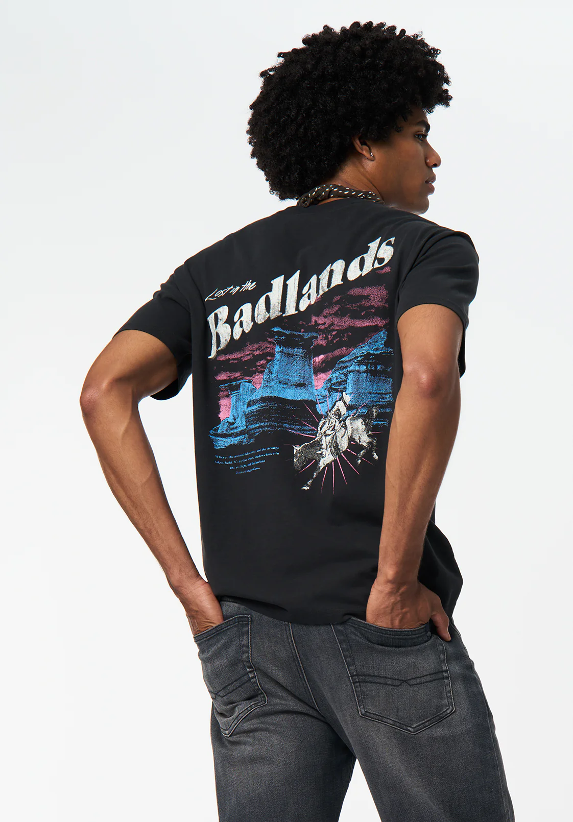 Talan Men's Badlands Print Graphic Tee, Black - BM24715 - Image 2