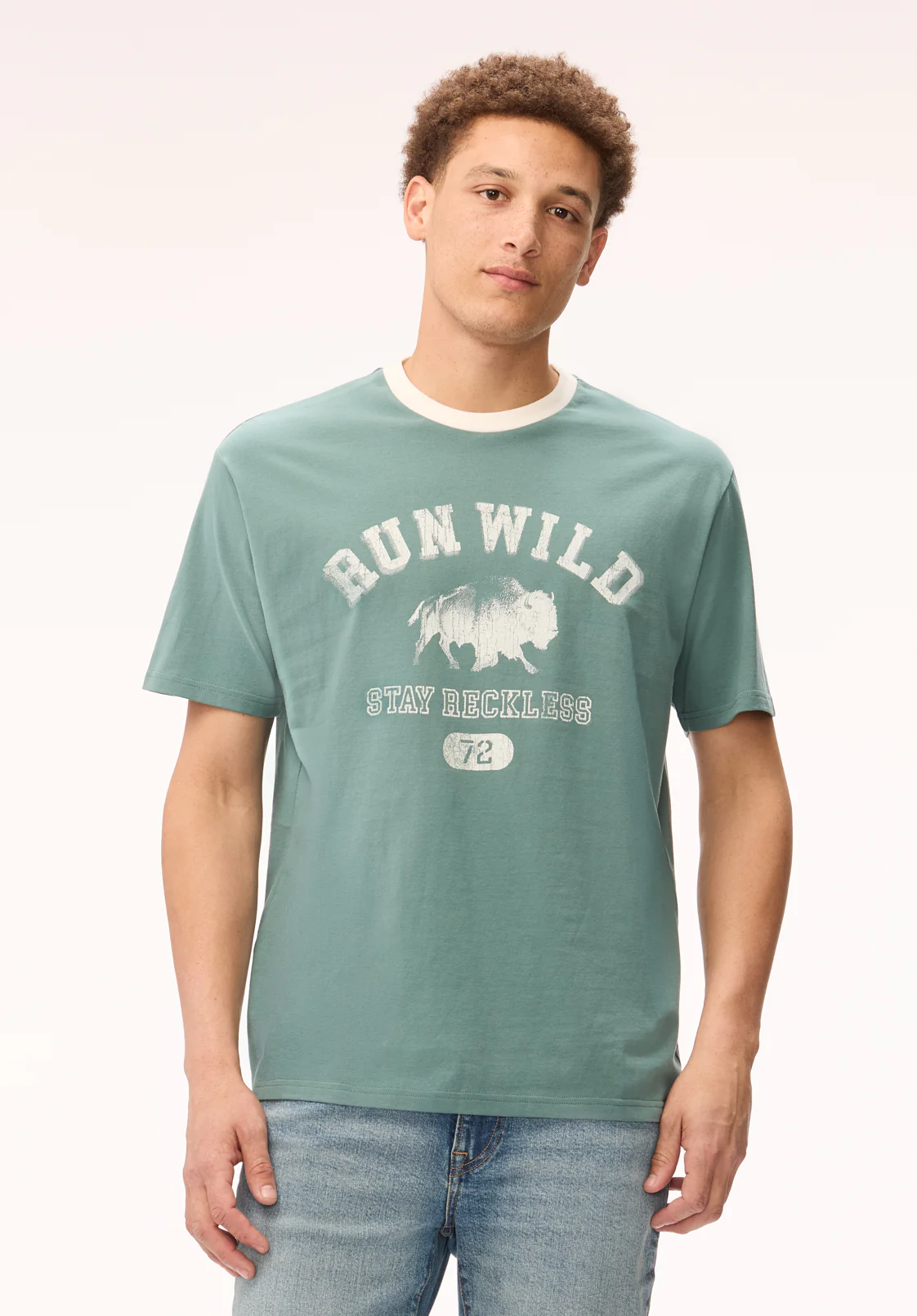 Tareo Men's Run Wild Print Graphic Tee, North Atlantic - BM24895 - Image 4