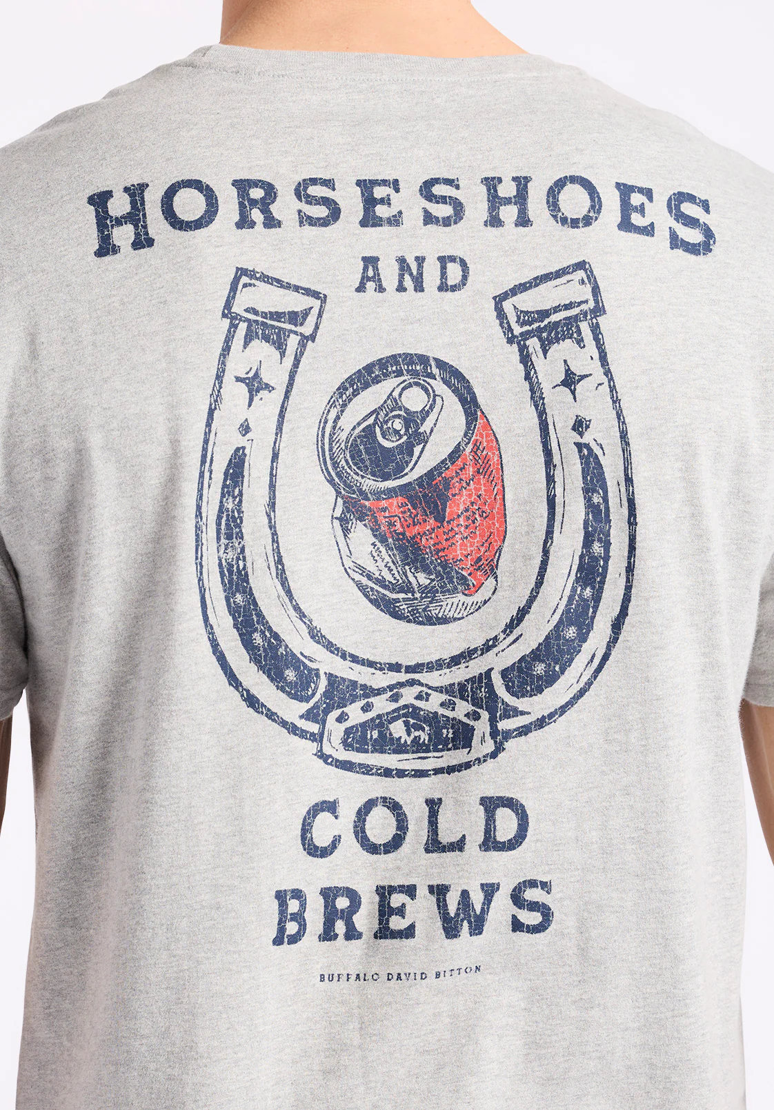 Tastrup Men's Horseshoes Print Graphic Tee, Heather Grey - BM24637 - Image 6