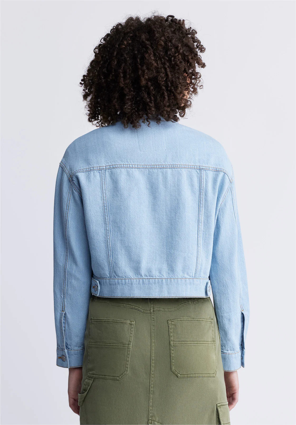 Teagan Women's Boxy Denim Jacket, Bleached and Contrasted - BL15967 - Image 5
