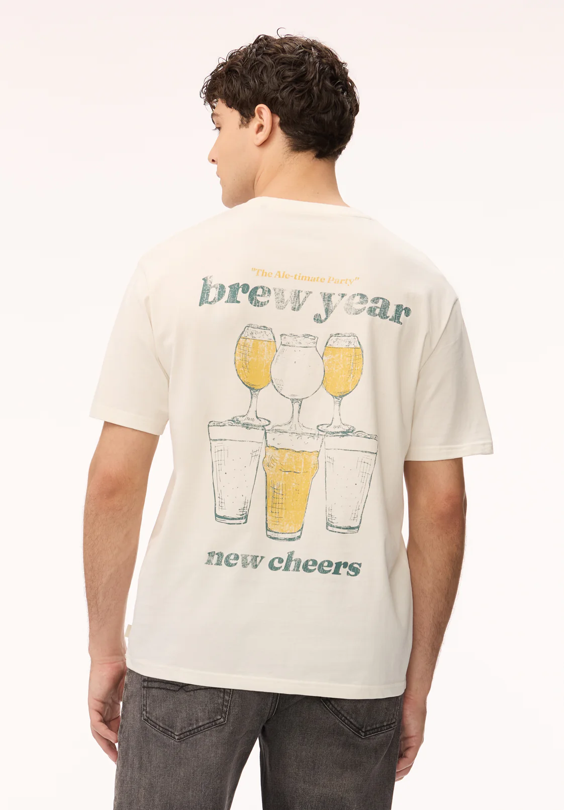 Tebrew Men's Graphic Tee, Milk - BM24818 - Image 2